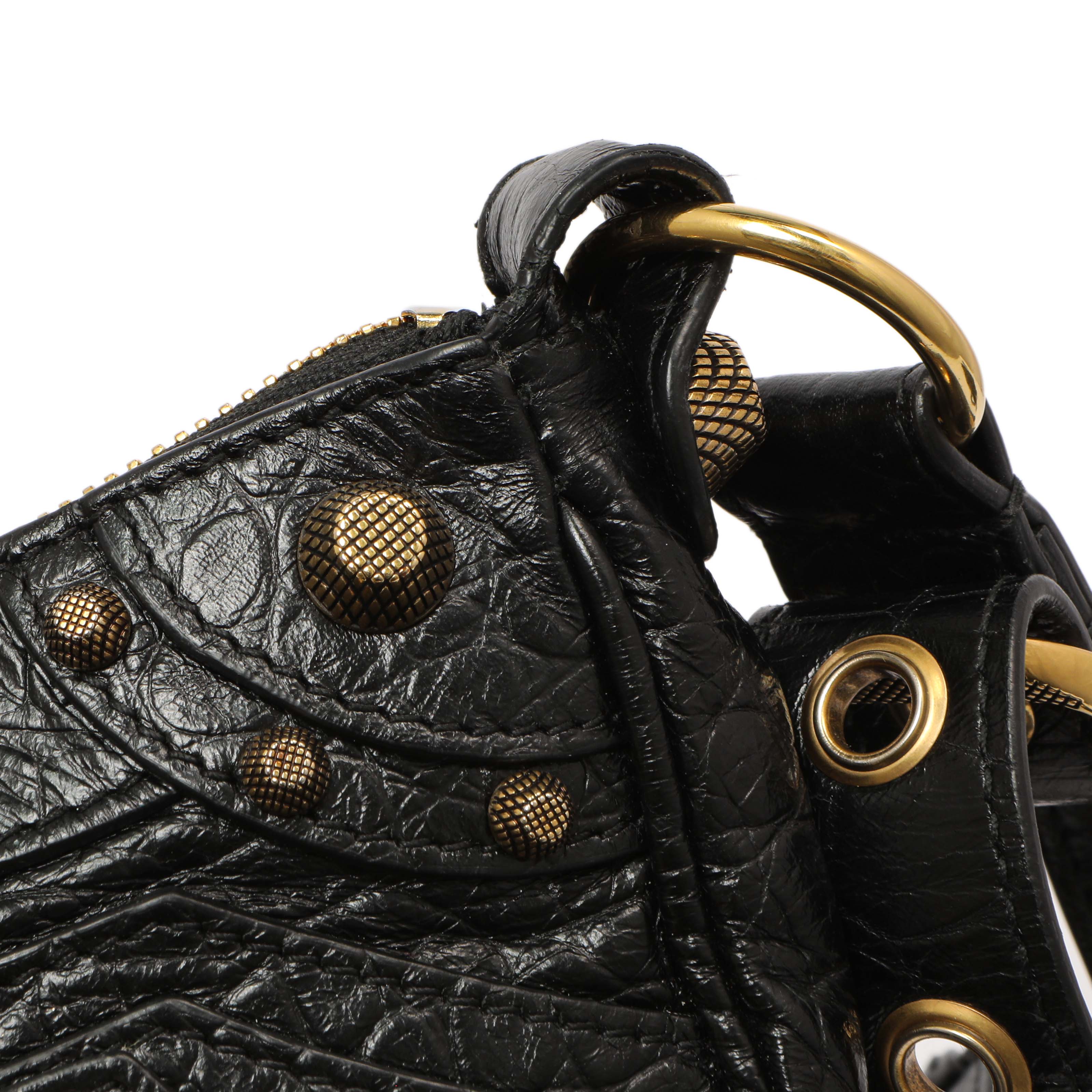 Balenciaga Black Crocodile Embossed Le Cagole Shoulder Bag XS - Image 8