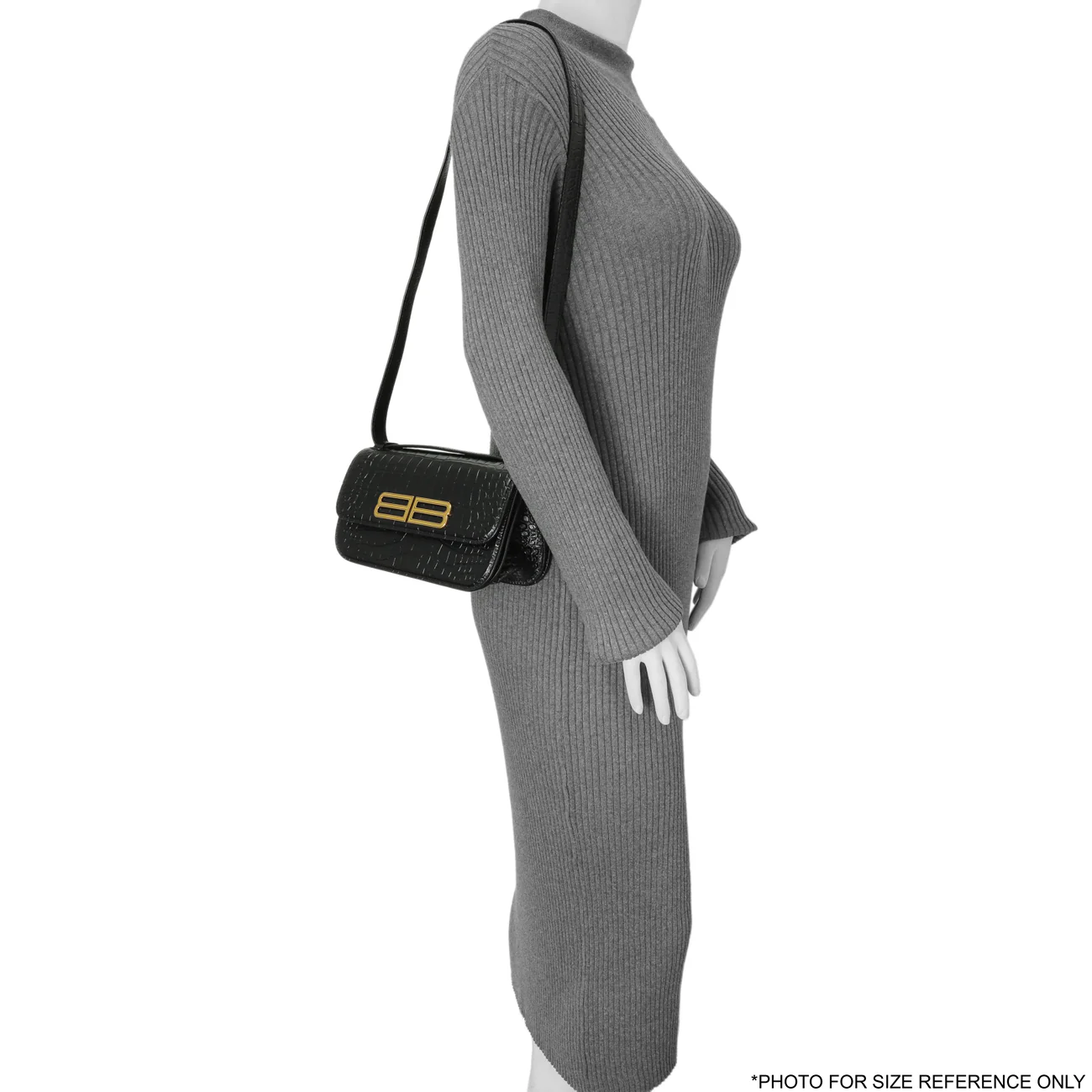 Balenciaga Black Crocodile Embossed Small Gossip Bag - Image 8