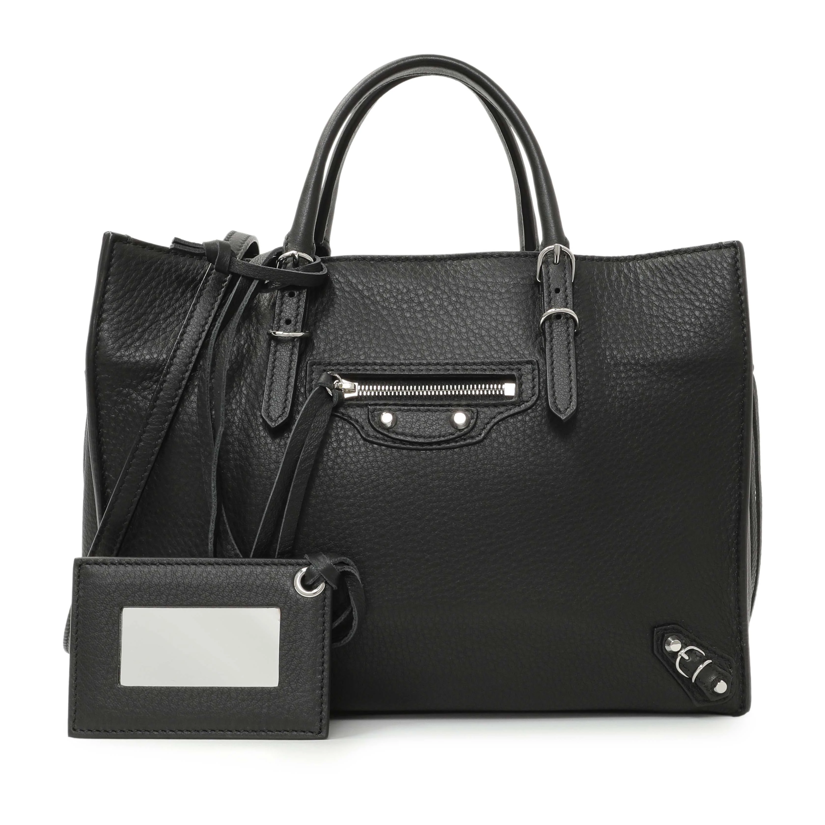 Balenciaga Black Veau Papier A6 Zip Around Black Tote