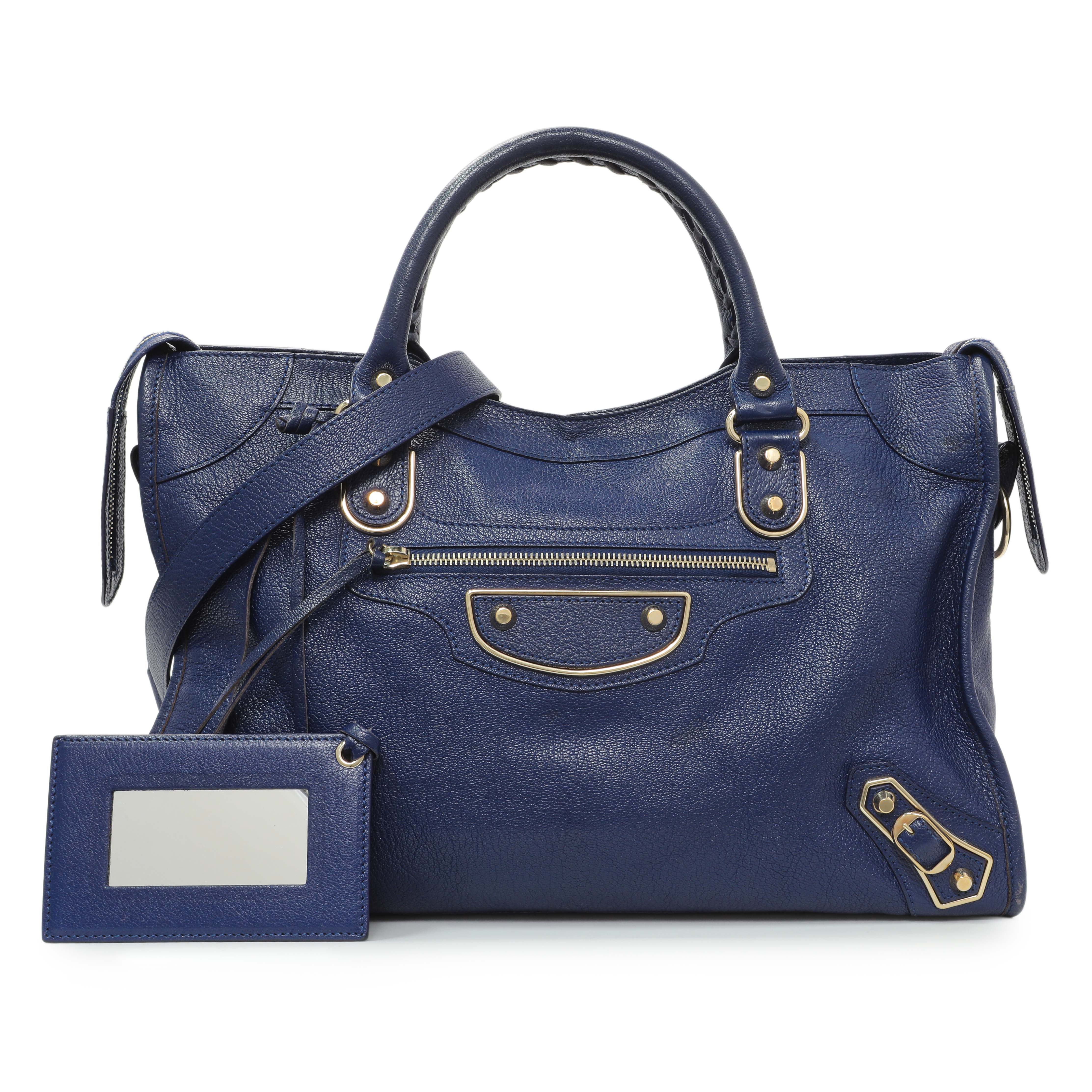 Balenciaga Bleu Nuit Chevre Metallic Edge City