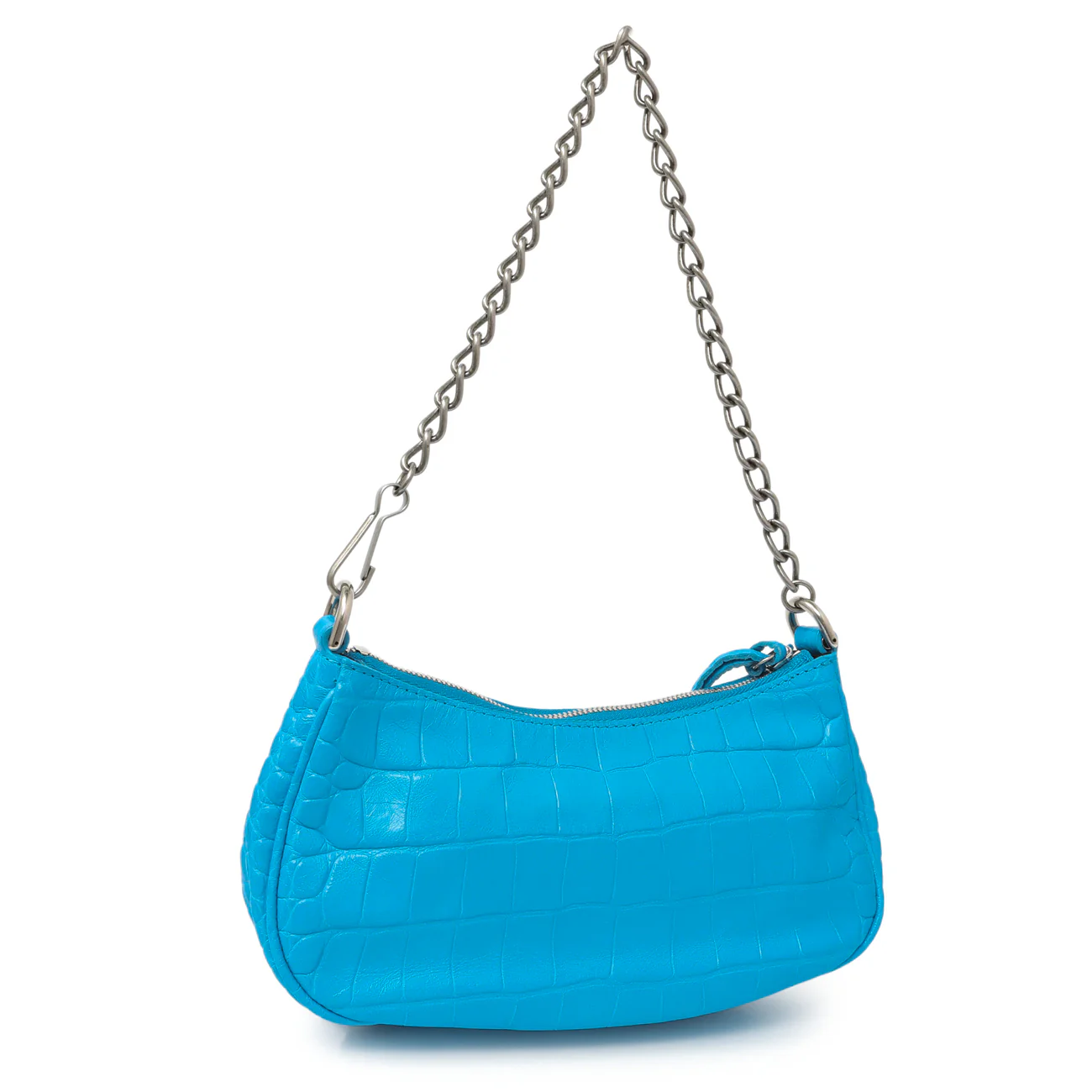 Balenciaga Blue Crocodile Embossed Calfskin Crystal Le Cagole Mini Purse With Chain - Image 2
