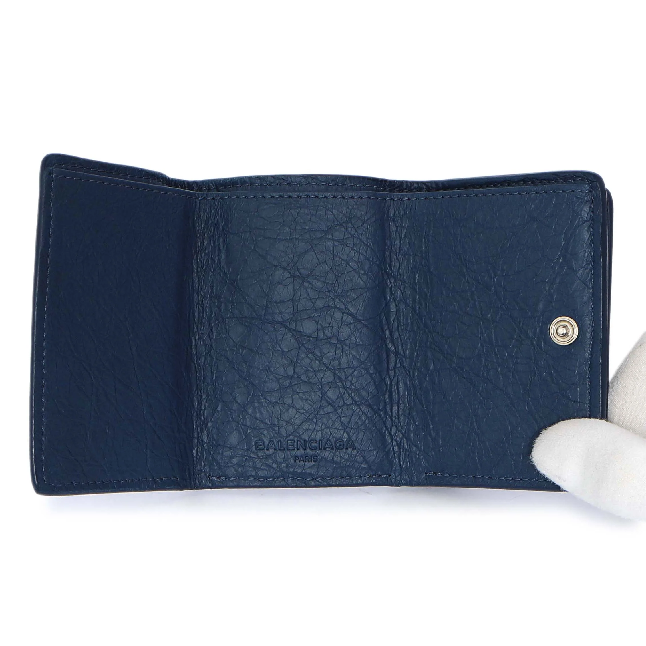 Balenciaga Blue Lambskin Classic Mini Wallet - Image 4