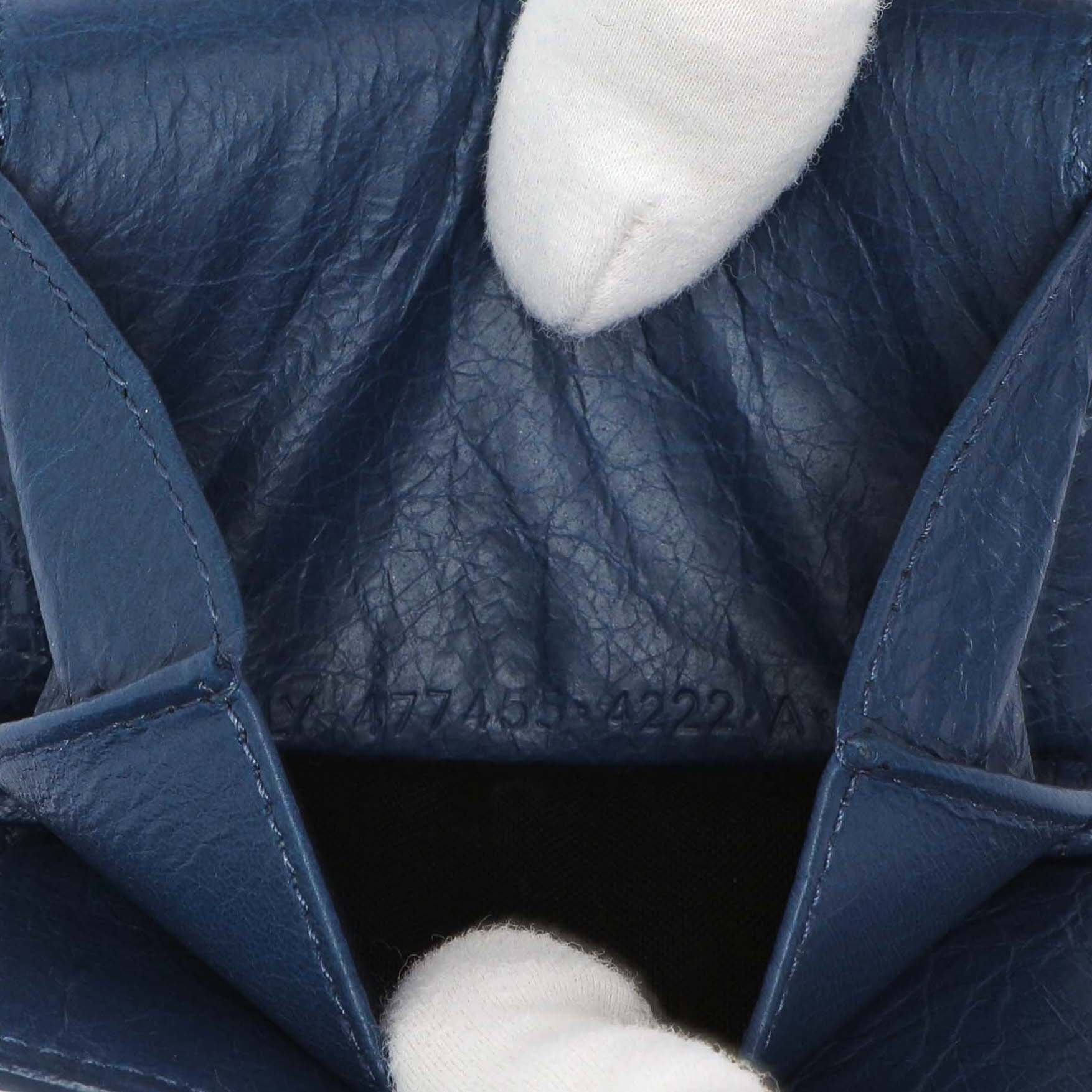 Balenciaga Blue Lambskin Classic Mini Wallet - Image 6