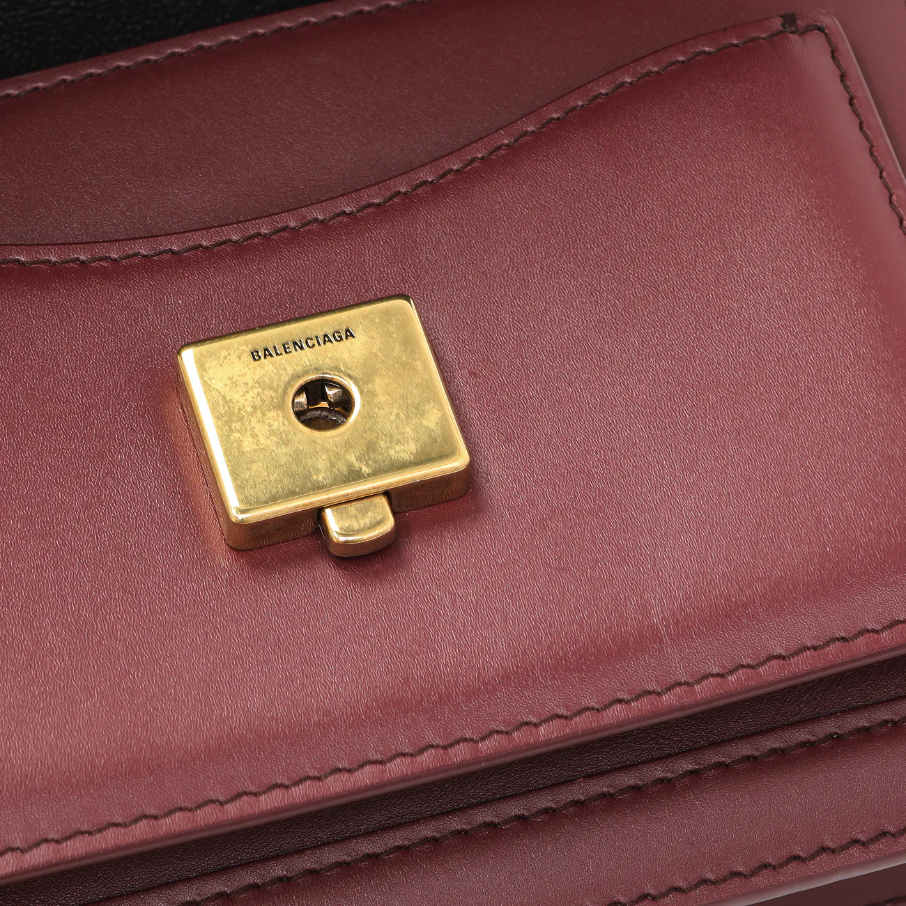Balenciaga Burgundy Box Calfskin XS Sharp Top Handle Bag - Image 7