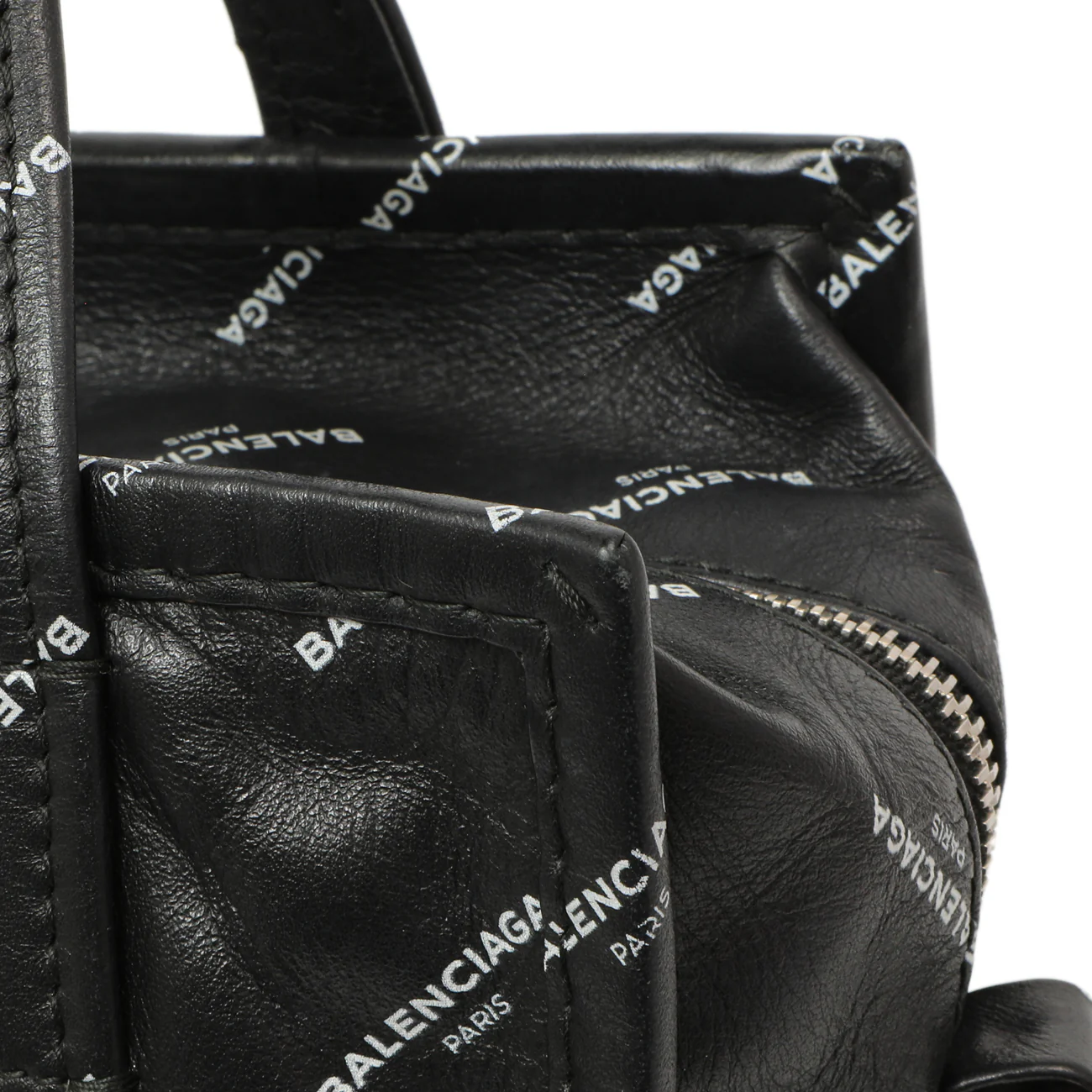 Balenciaga Calfskin Allover Logo XS Bazar Shopper Tote - Image 10