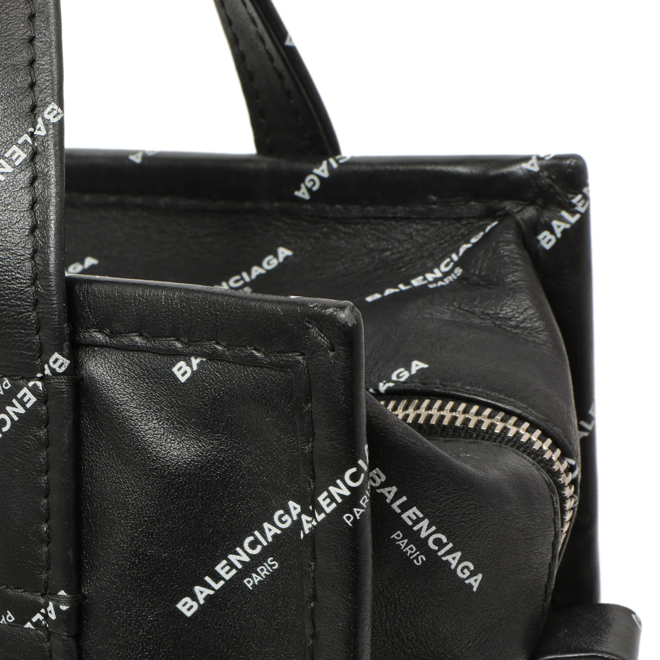 Balenciaga Calfskin Allover Logo XS Bazar Shopper Tote - Image 8