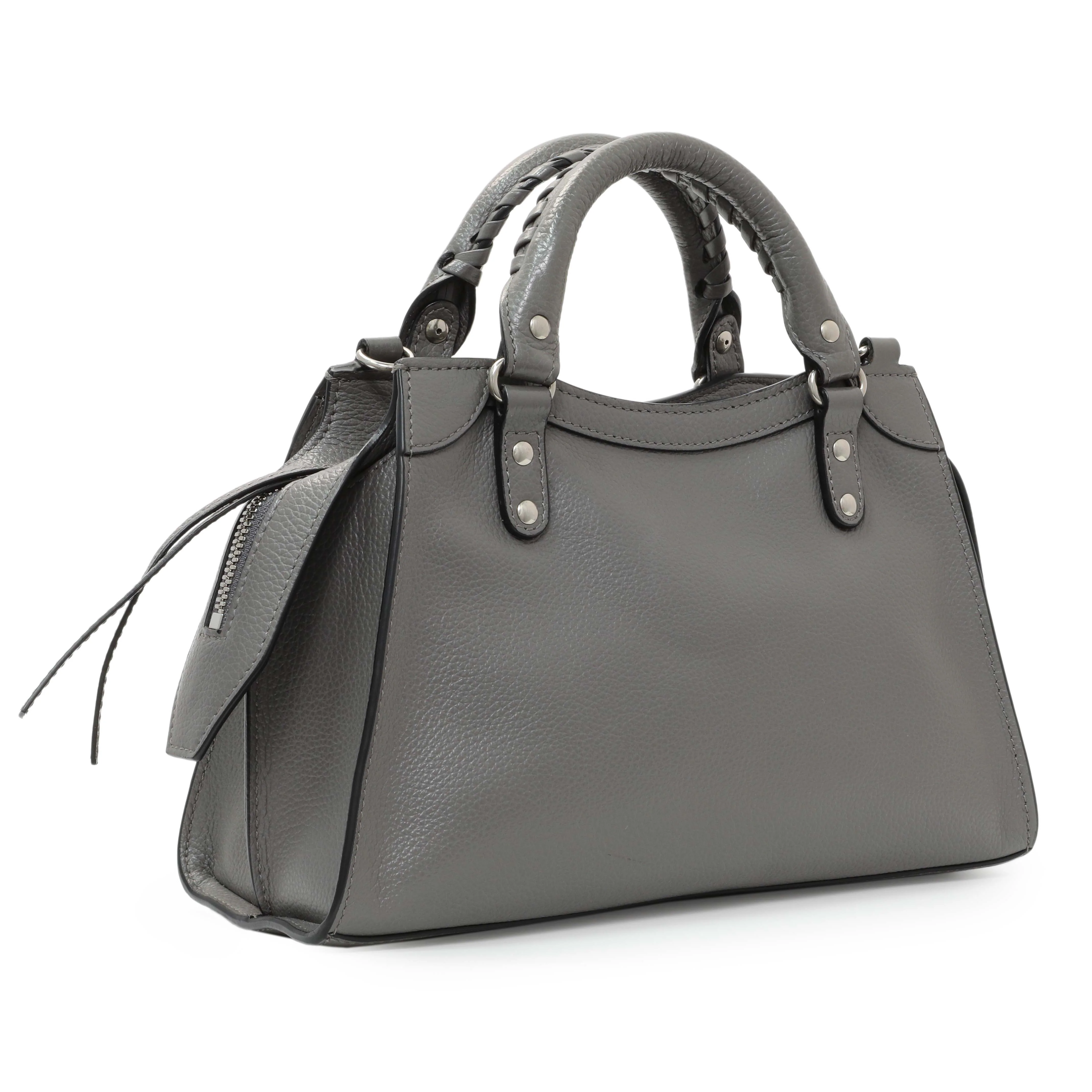 Balenciaga Grained Grey Calfskin Neo Classic Silver Hardware Mini City - Image 2