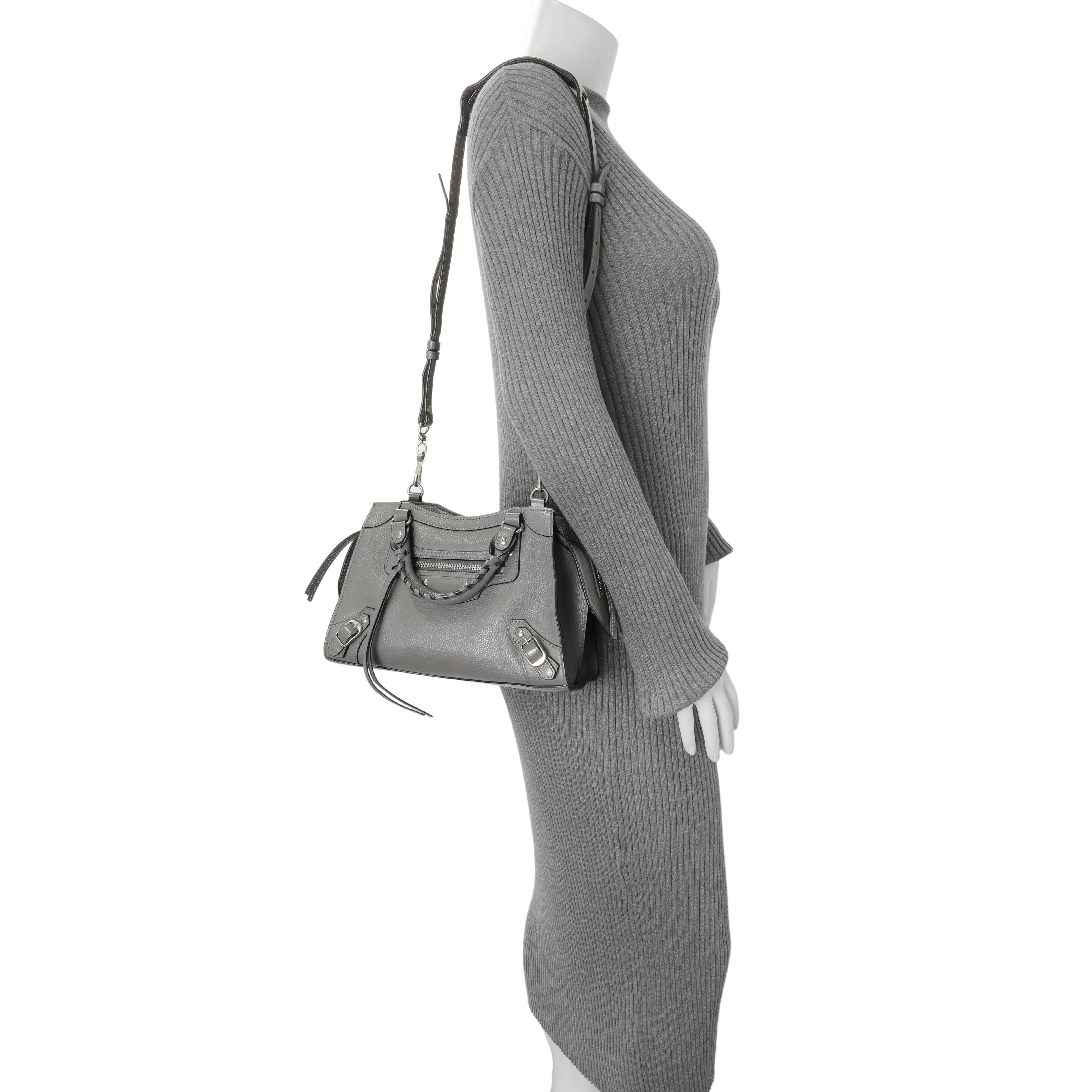 Balenciaga Grained Grey Calfskin Neo Classic Silver Hardware Mini City - Image 7