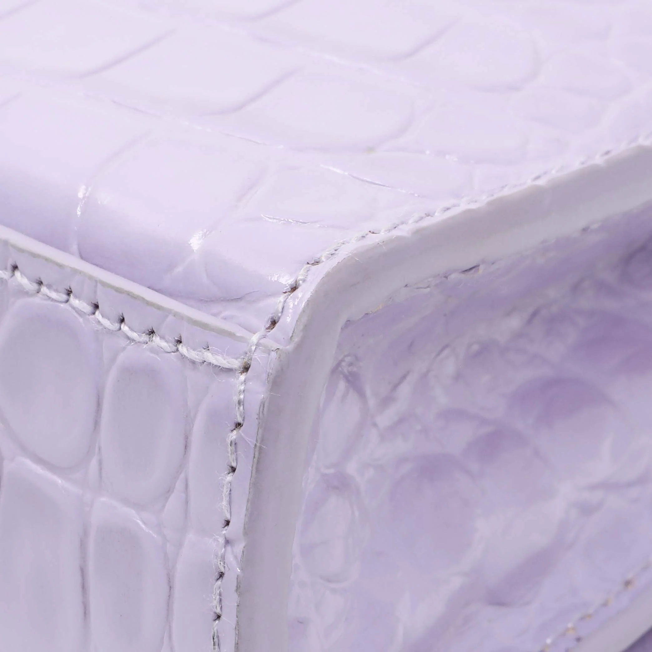 Balenciaga Lilac Shiny Calfskin Crocodile Embossed Hourglass Chain Bag - Image 7