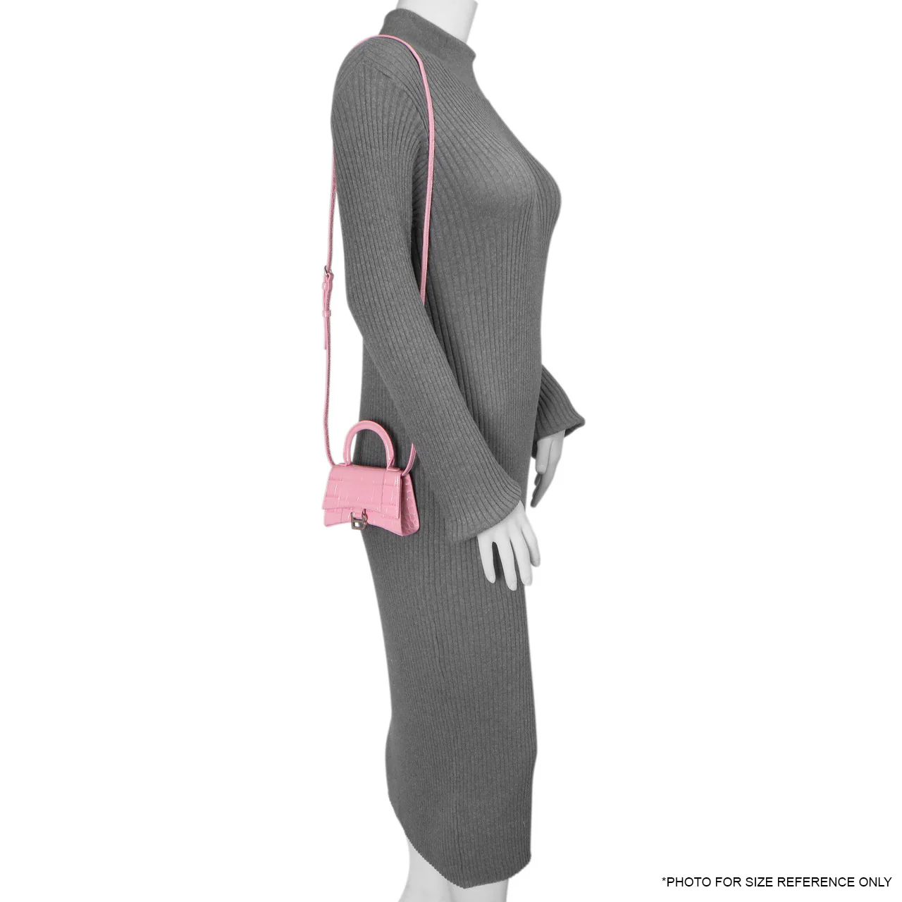 Balenciaga Pink Crocodile Embossed Shiny Calfskin Mini Hourglass Top Handle Bag - Image 10