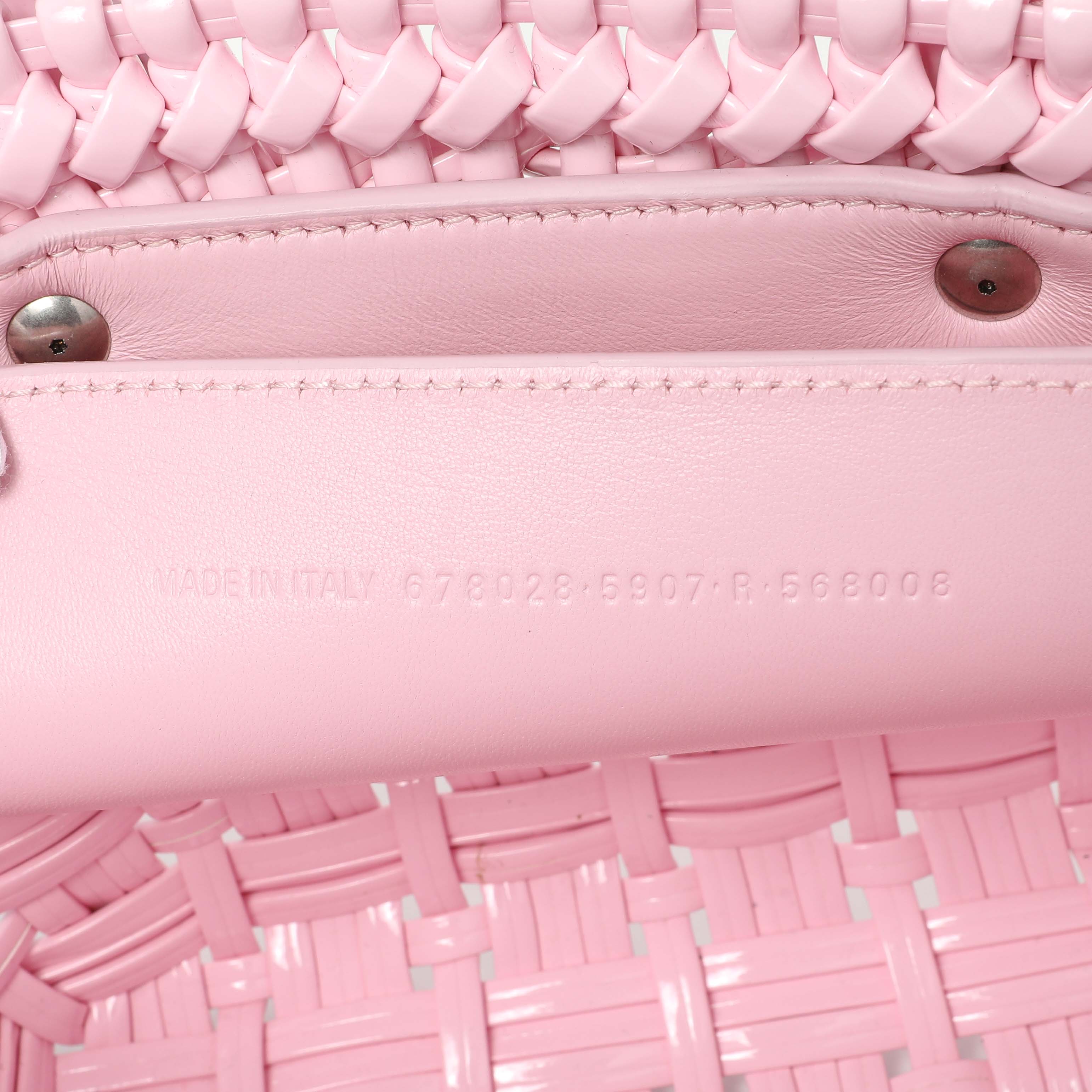 Balenciaga Pink Faux Calfskin Braided Varnished XXS Bistro Basket - Image 6