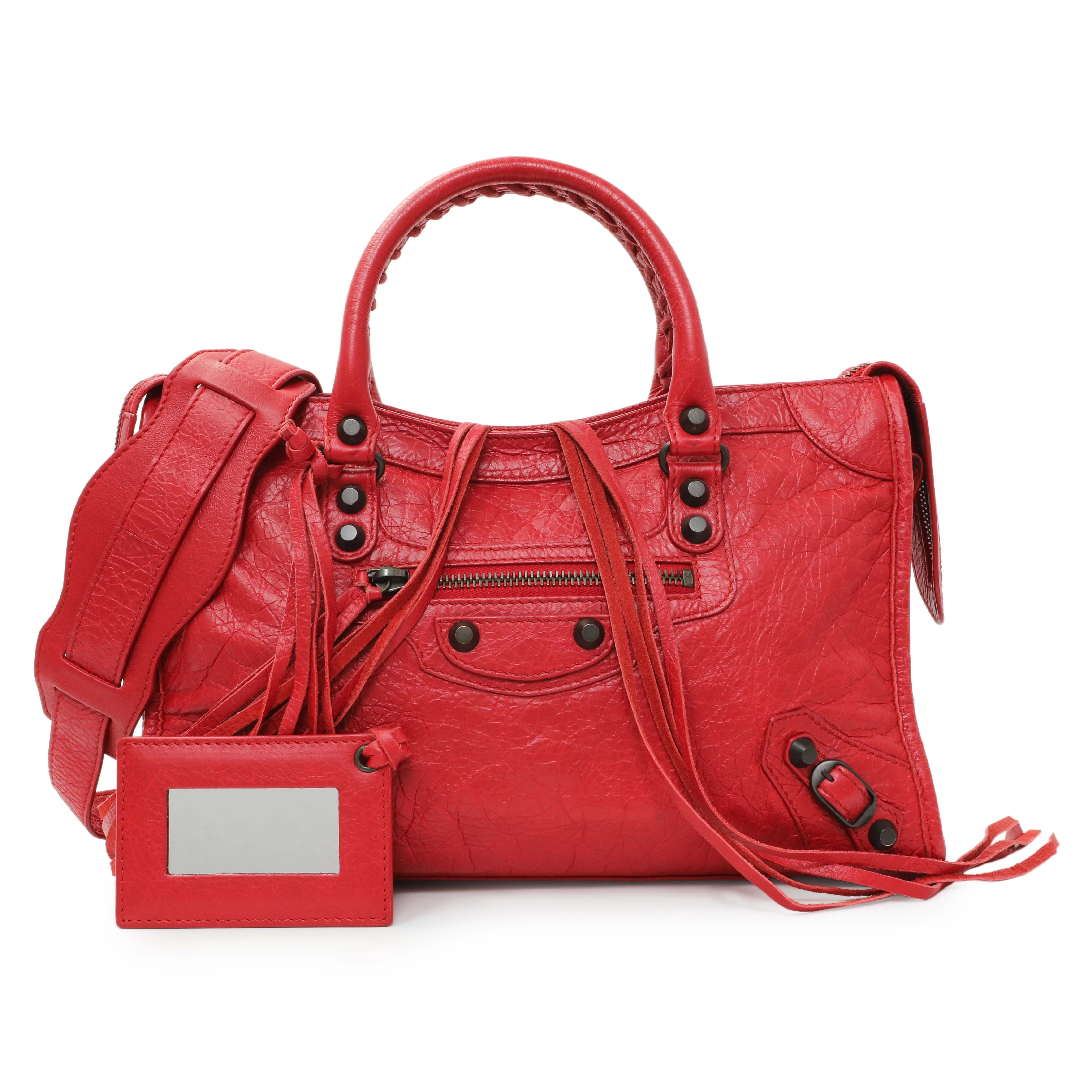 Balenciaga Red Agneau Classic Hardware S City