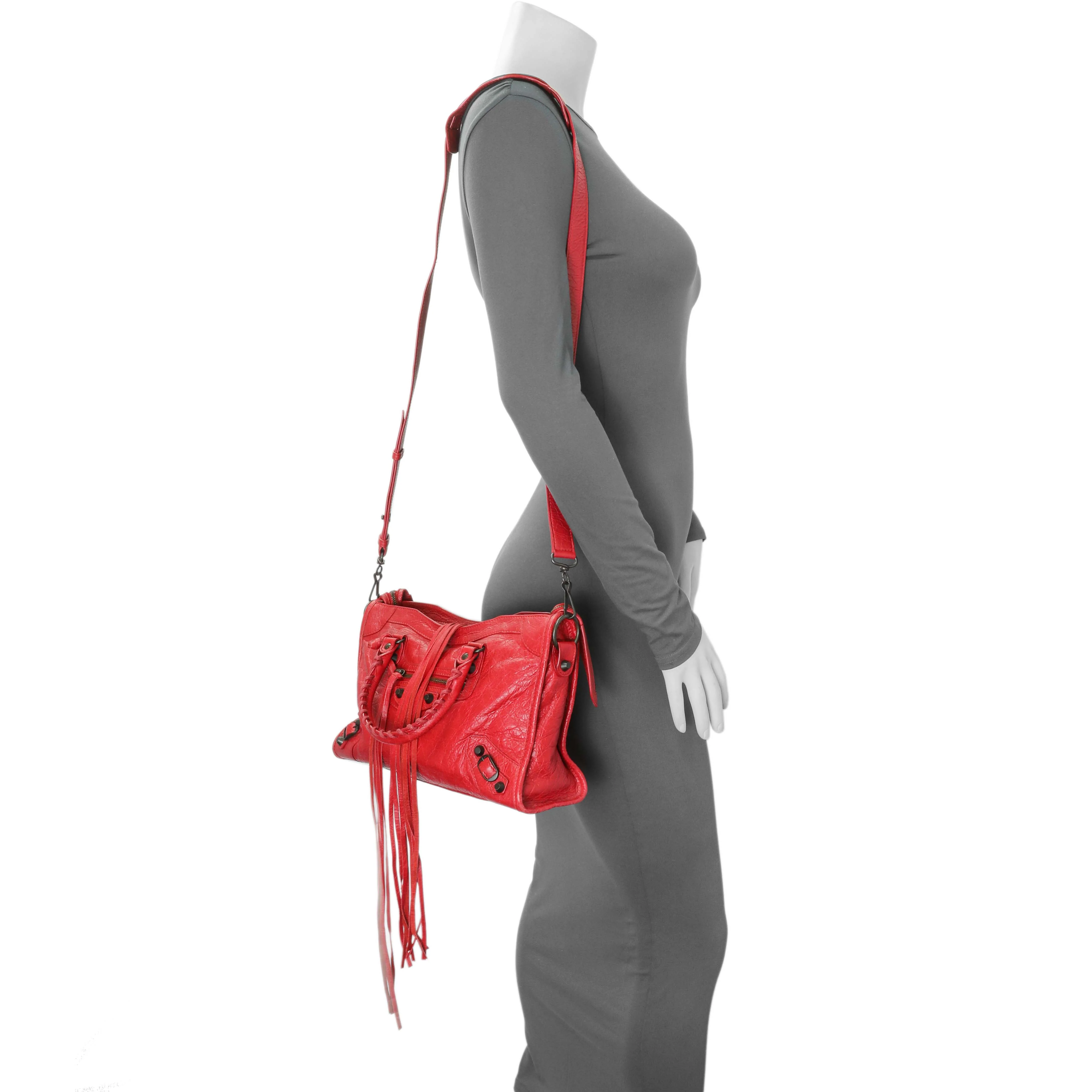 Balenciaga Red Agneau Classic Hardware S City - Image 11