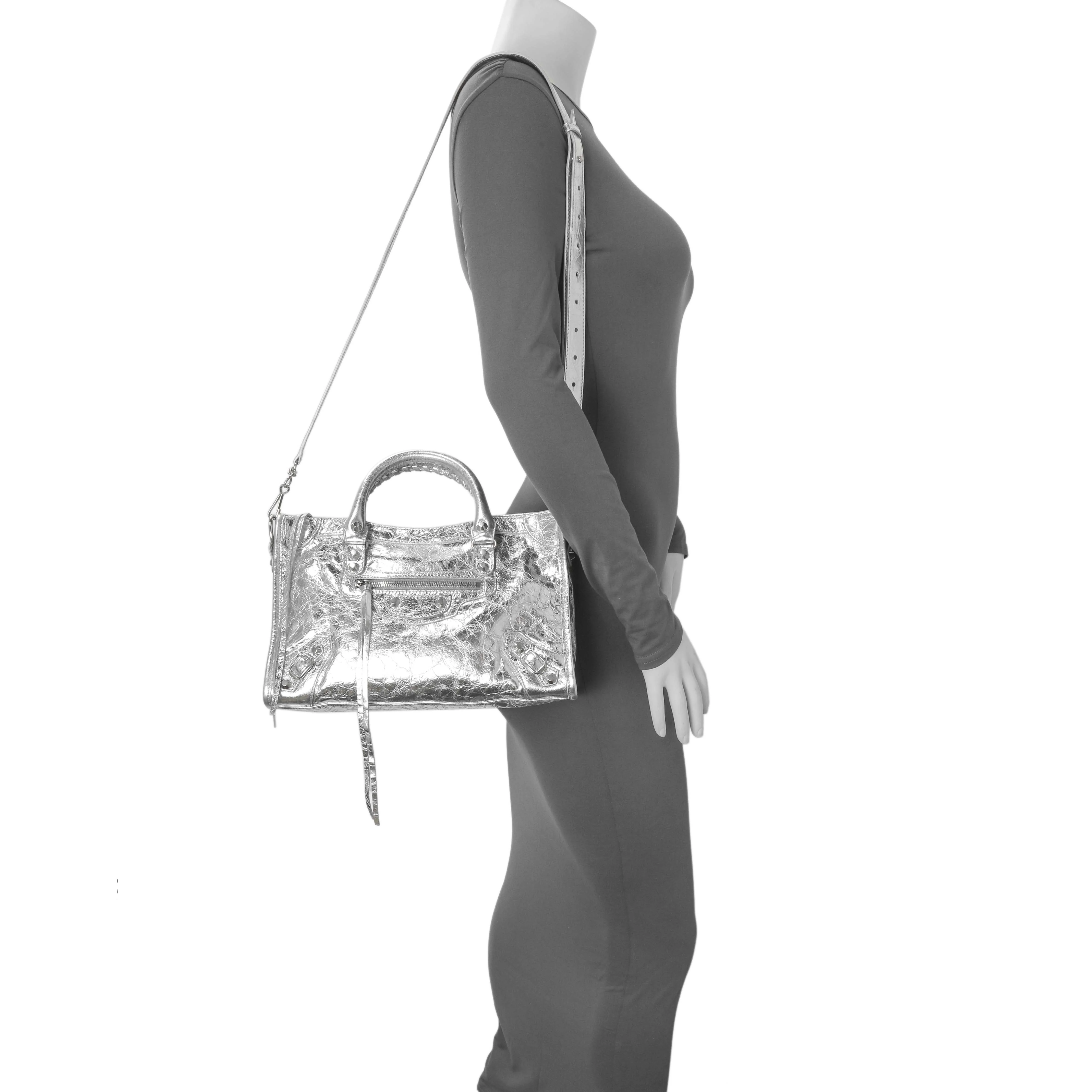 Balenciaga Silver Agneau Small Le City - Image 7