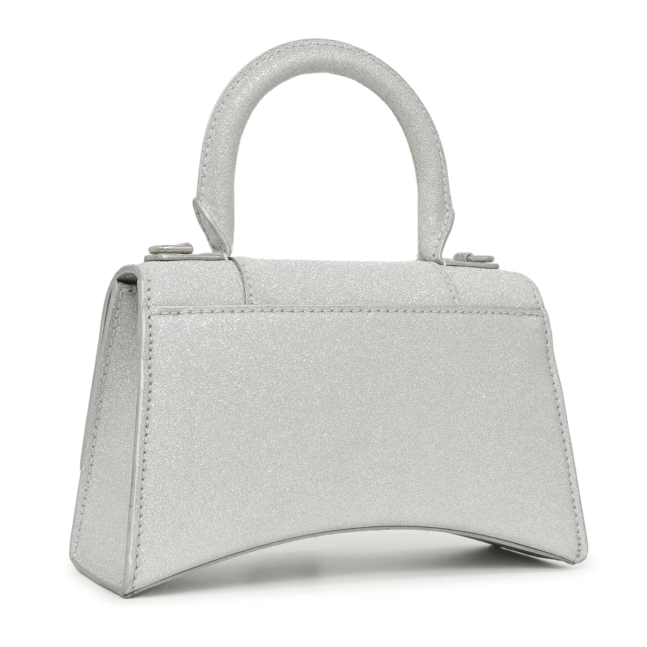 Balenciaga Silver Sparkling Fabric Hourglass Top Handle Bag XS - Image 2