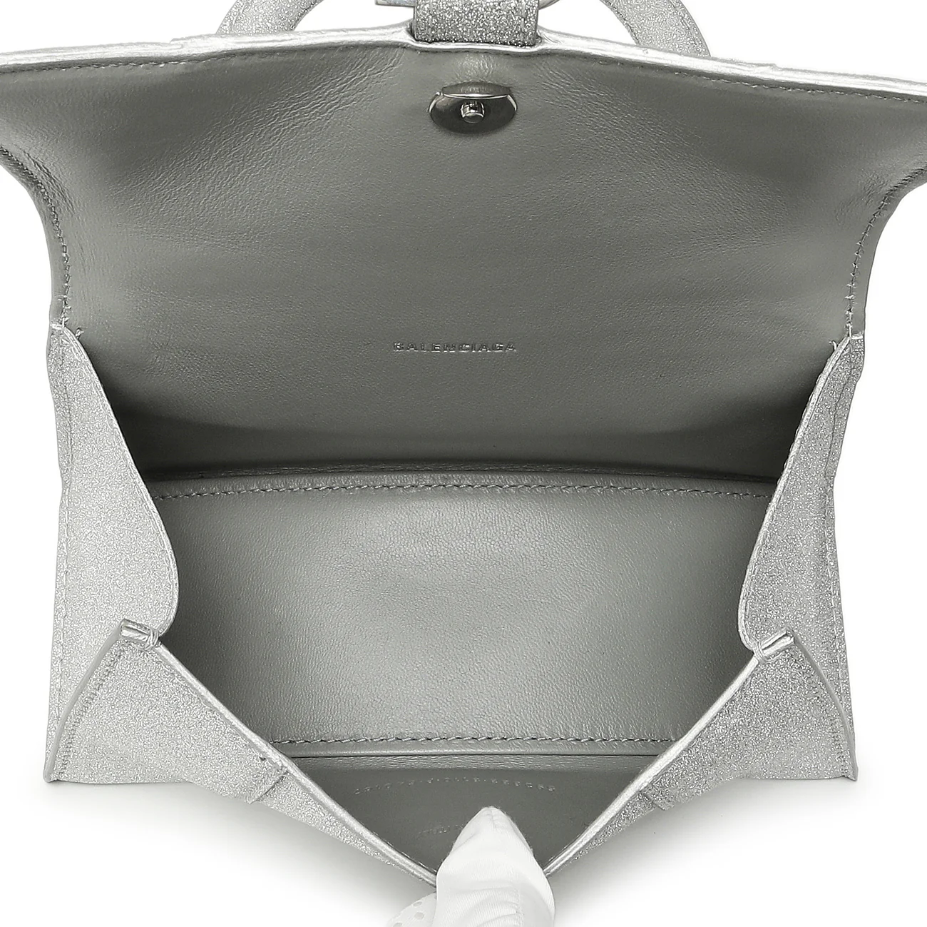 Balenciaga Silver Sparkling Fabric Hourglass Top Handle Bag XS - Image 4