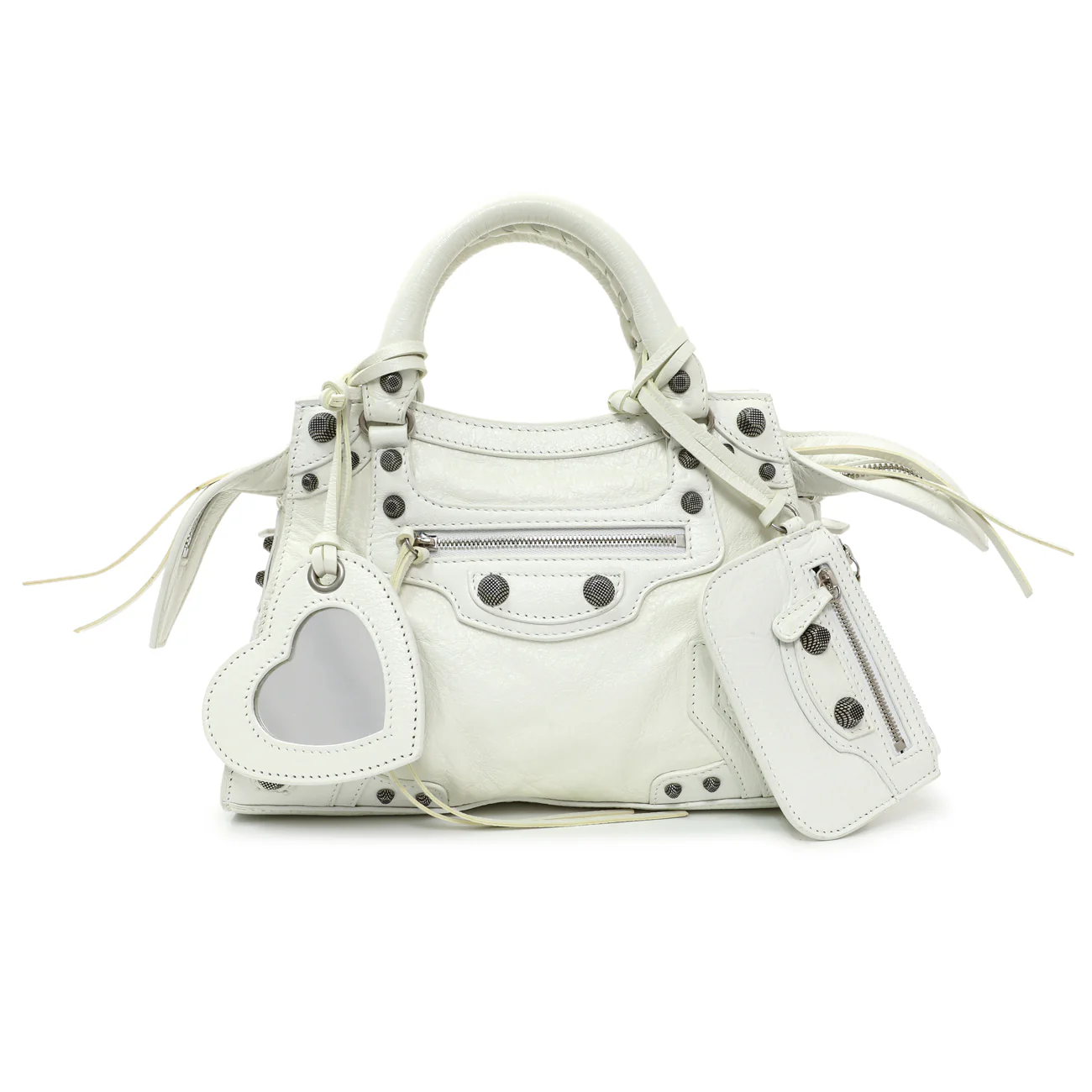 Balenciaga White Agneau Arena Neo Cagole Handbag XS