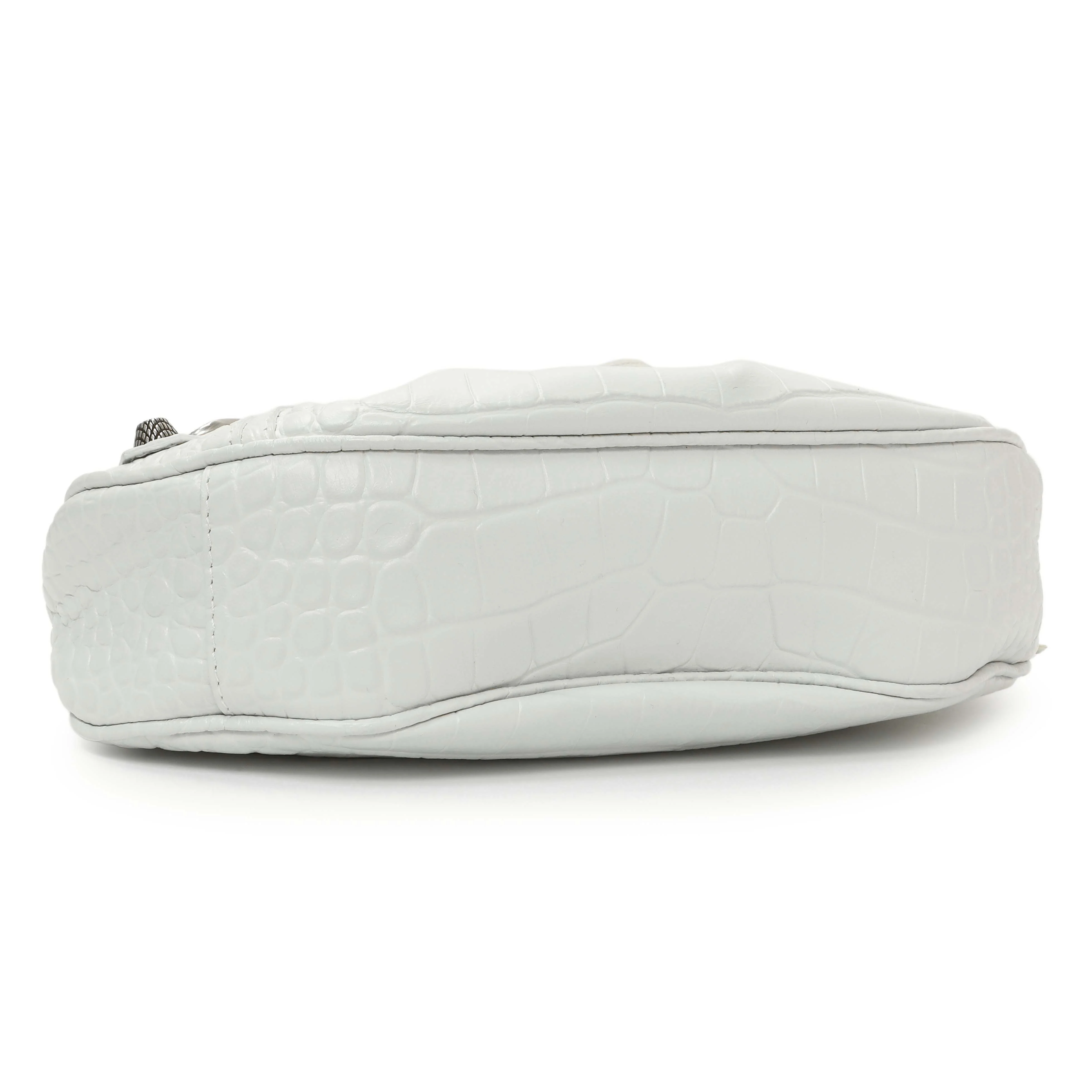 Balenciaga White Crocodile Embossed Calfskin Le Cagole Shoulder Bag XS - Image 4