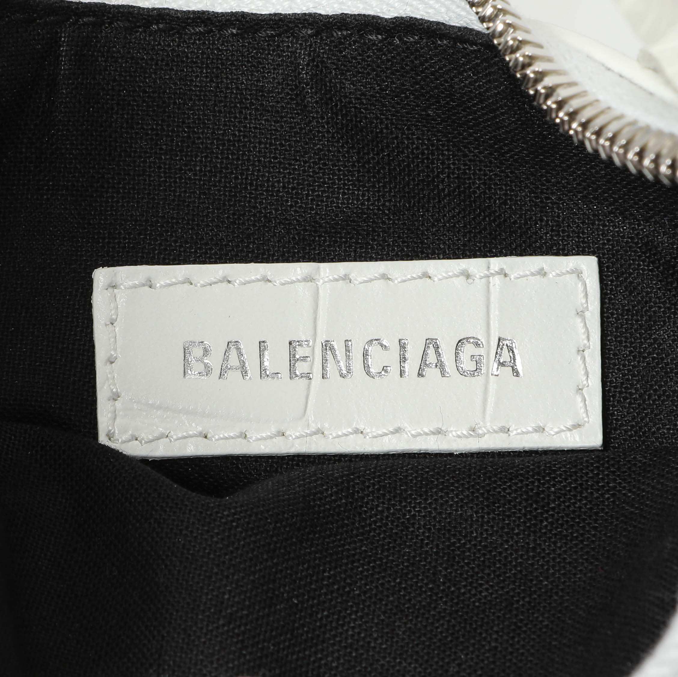 Balenciaga White Crocodile Embossed Calfskin Le Cagole Shoulder Bag XS - Image 6