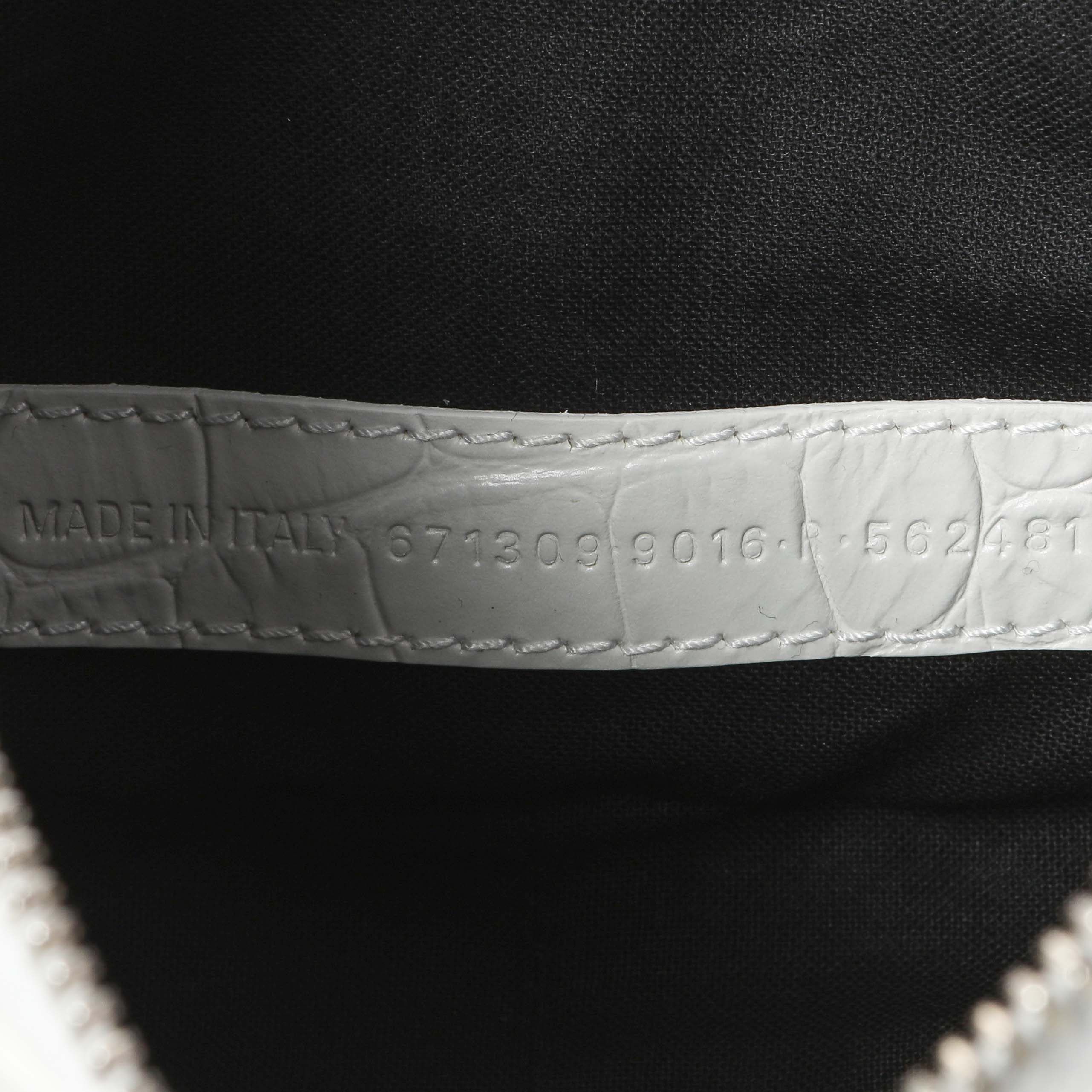 Balenciaga White Crocodile Embossed Calfskin Le Cagole Shoulder Bag XS - Image 7