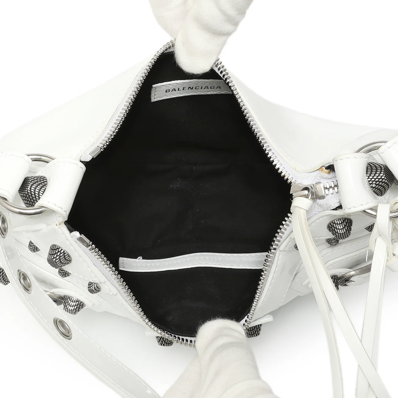 Balenciaga White Faux Patent Le Cagole Shoulder Bag XS - Image 4