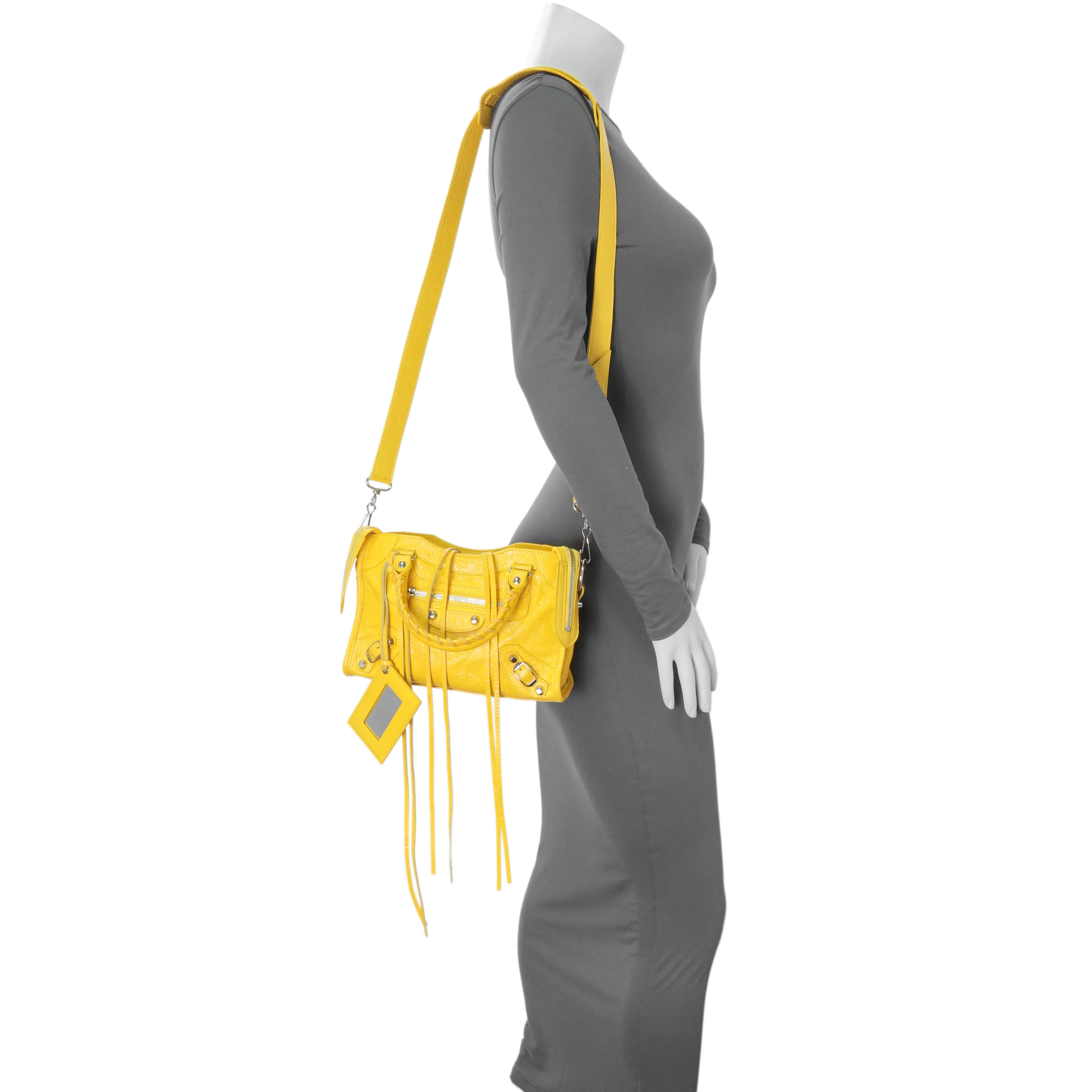 Balenciaga Yellow Agneau Classic Hardware Mini City - Image 12