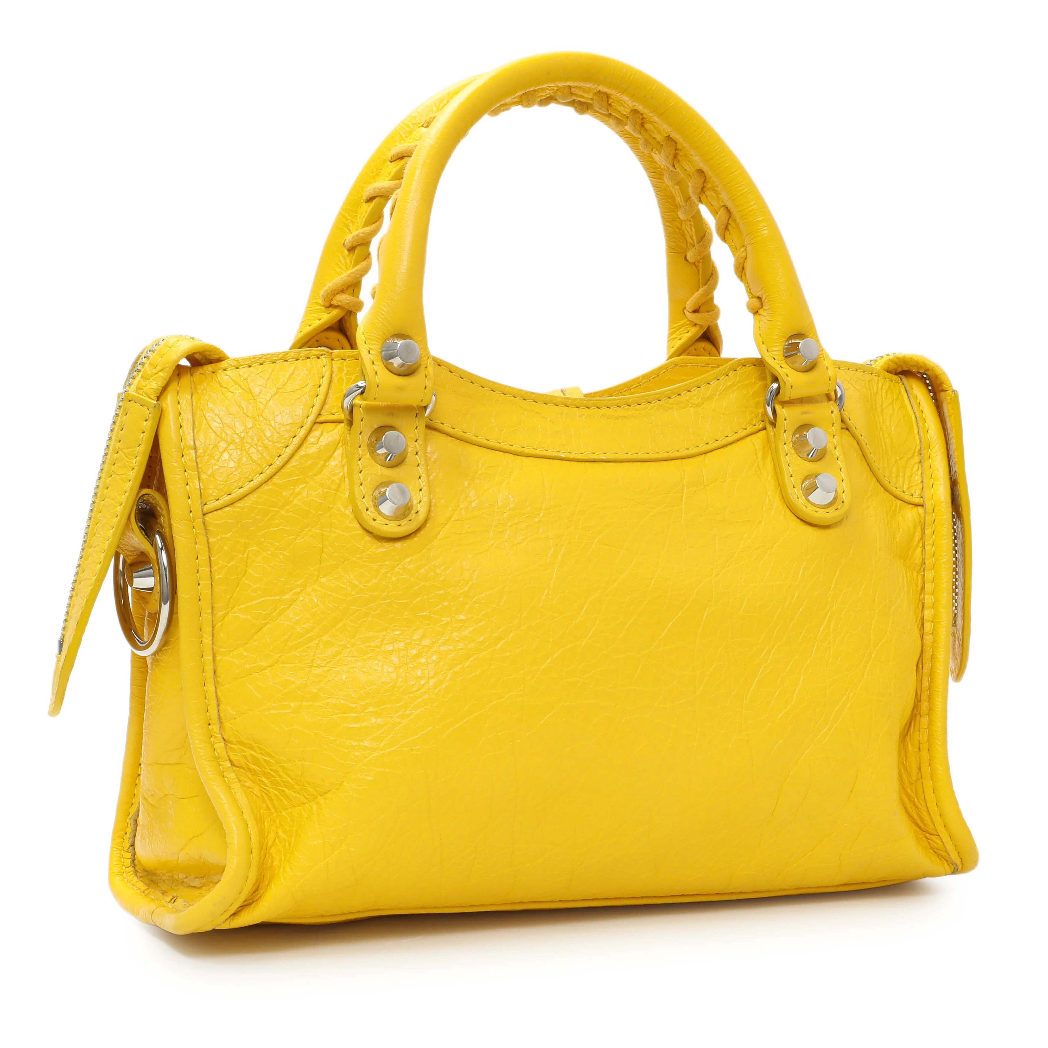 Balenciaga Yellow Agneau Classic Hardware Mini City - Image 2