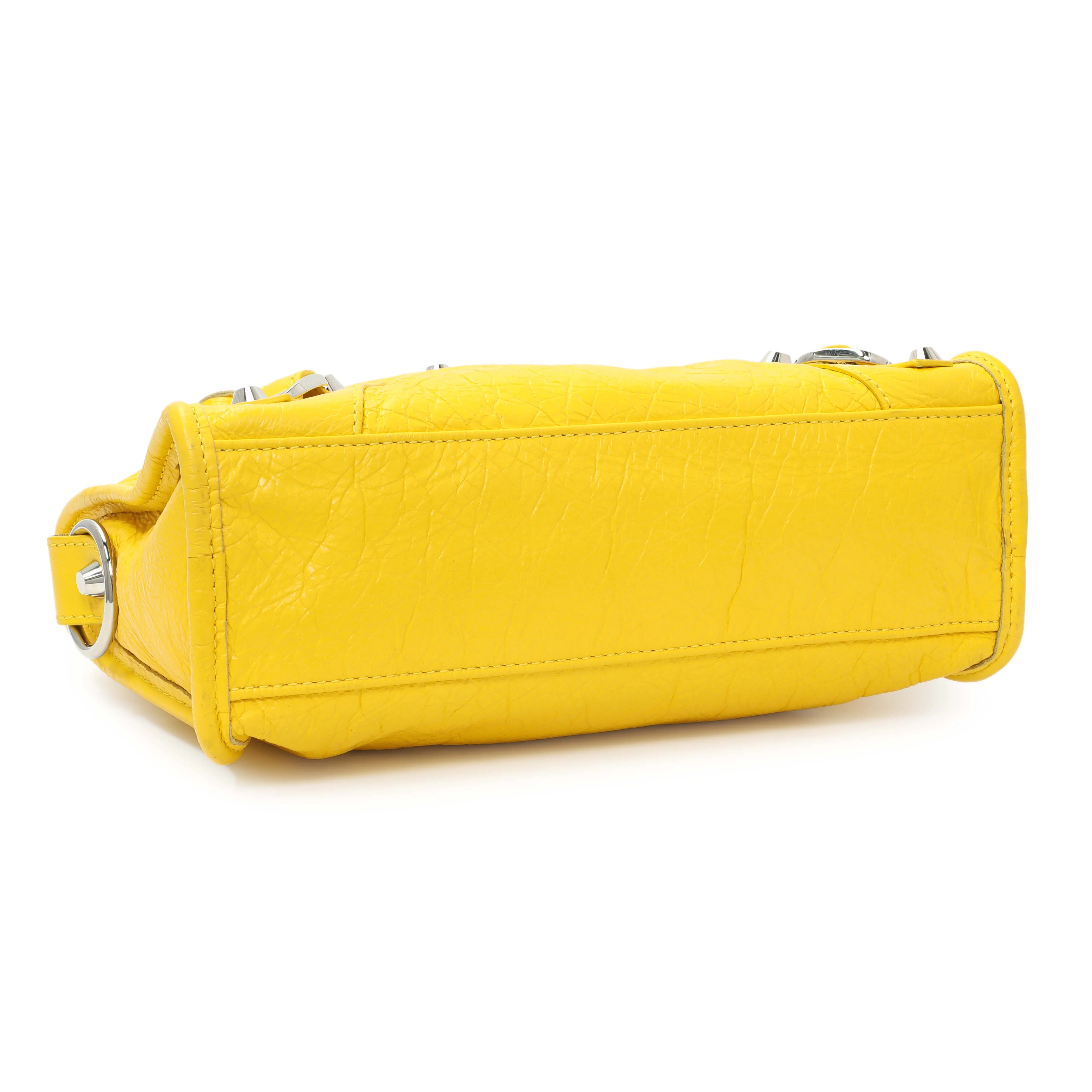 Balenciaga Yellow Agneau Classic Hardware Mini City - Image 3