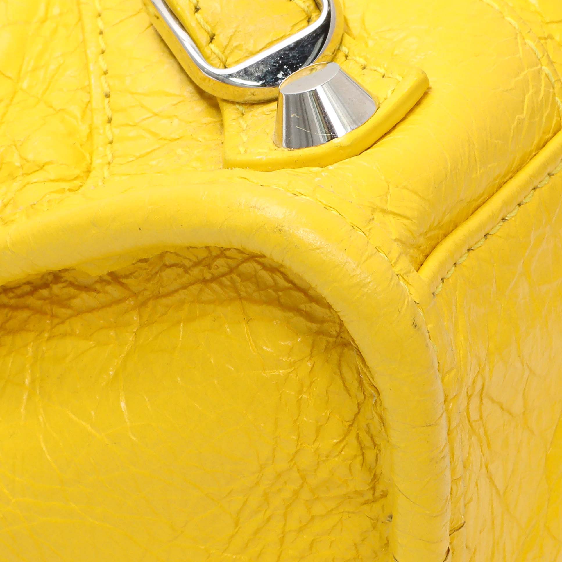 Balenciaga Yellow Agneau Classic Hardware Mini City - Image 4