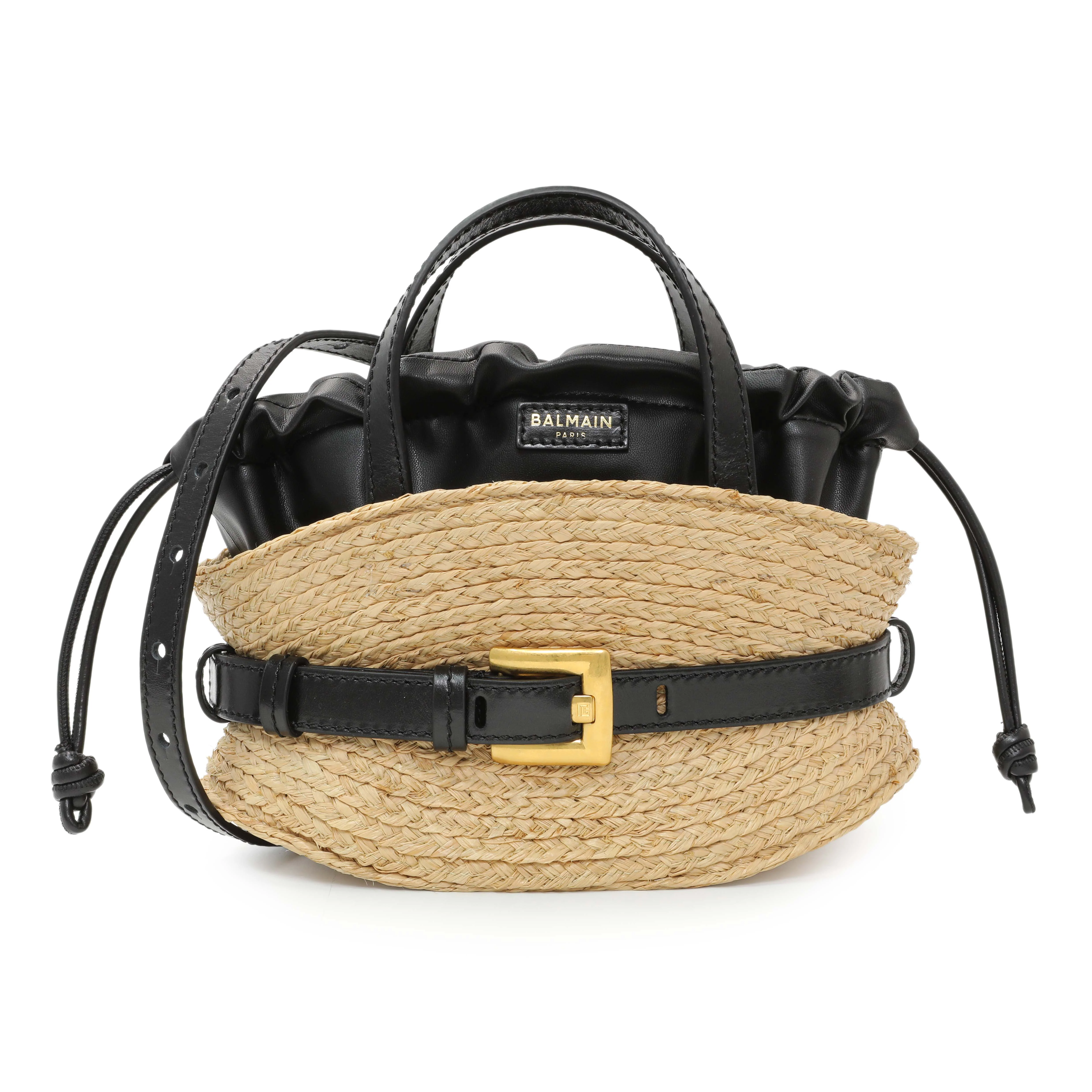 Balmain Raffia Mini Shuffle Tote