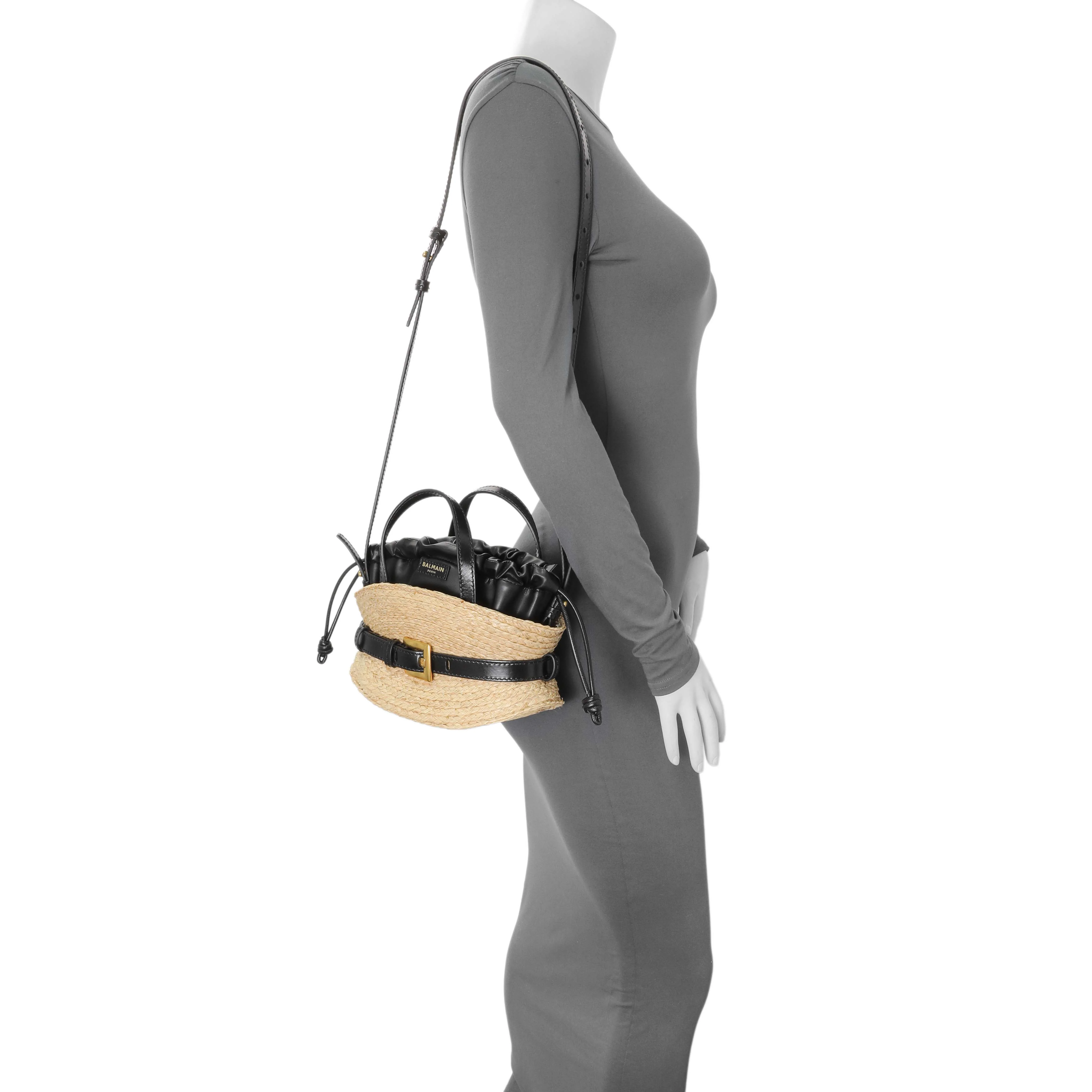 Balmain Raffia Mini Shuffle Tote - Image 7