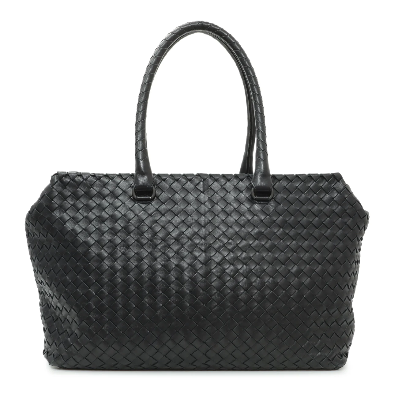 Bottega Veneta Black Nappa Intrecciato Brick Tote