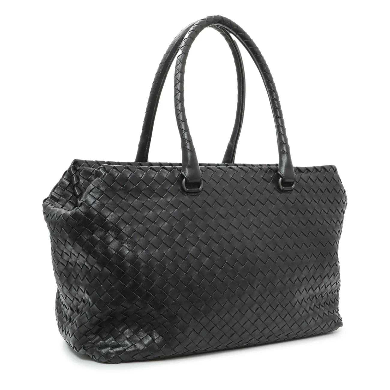Bottega Veneta Black Nappa Intrecciato Brick Tote - Image 2