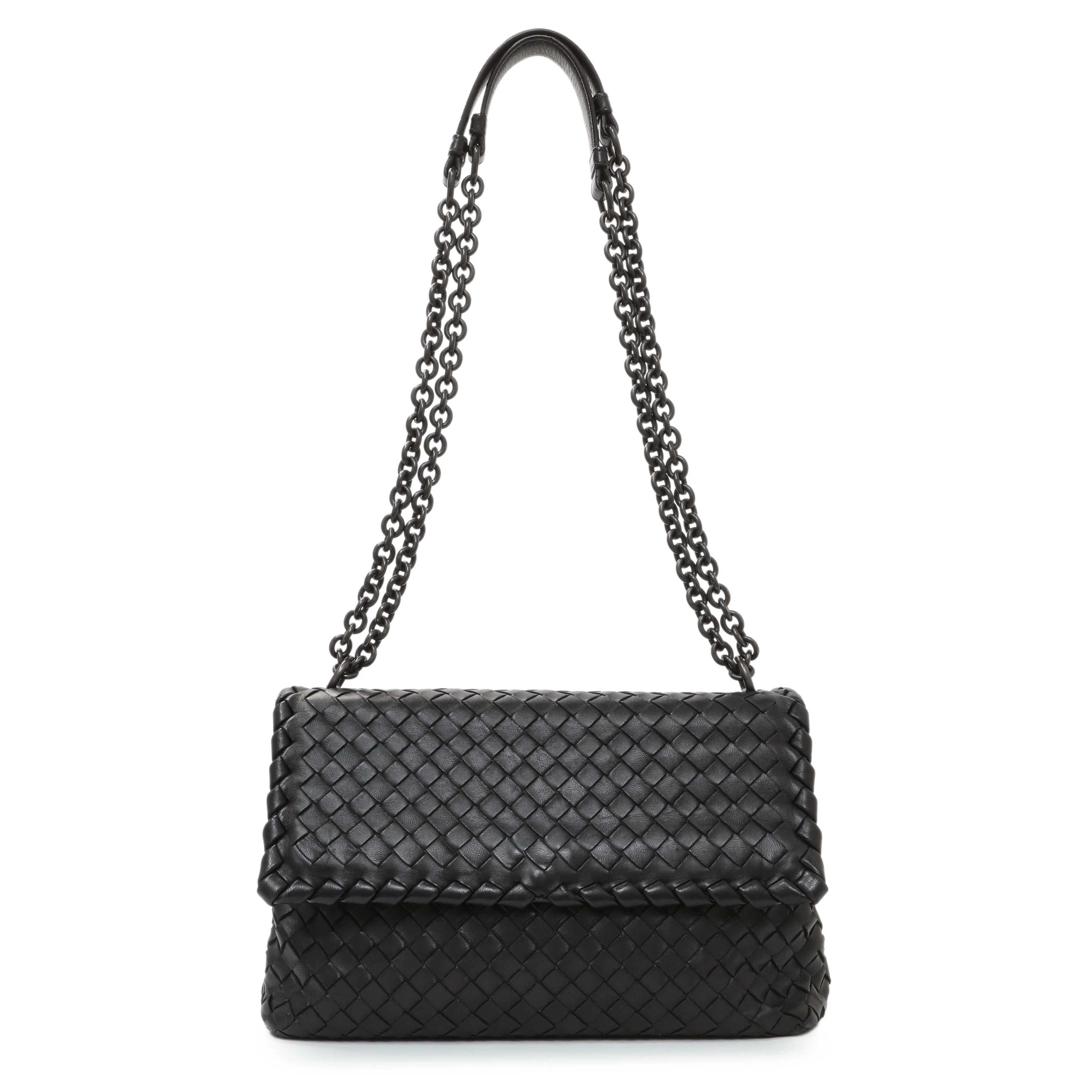 Bottega Veneta Black Nappa Intrecciato Small Olimpia Shoulder Bag