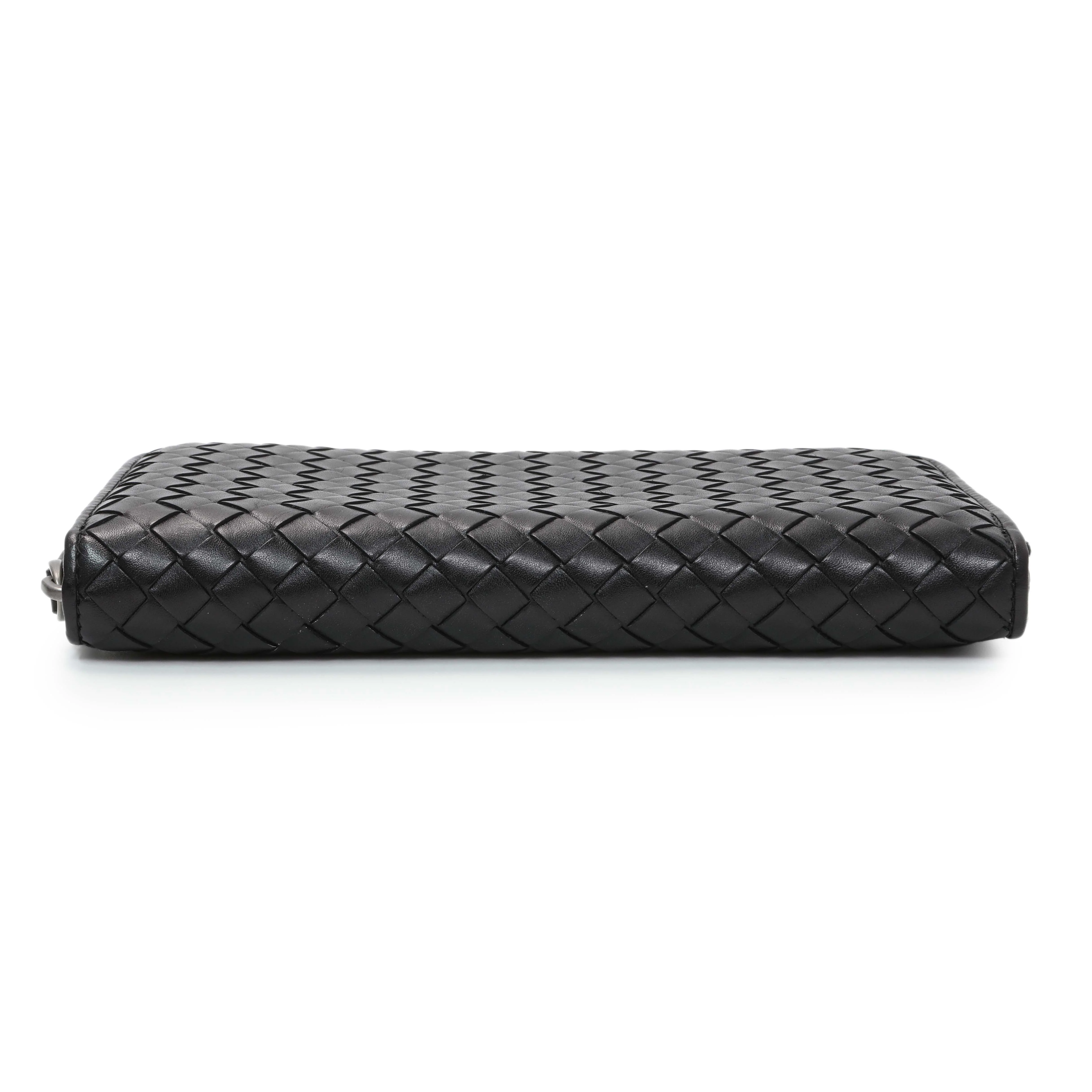 Bottega Veneta Black Nappa Intrecciato Zip Around Wallet - Image 3