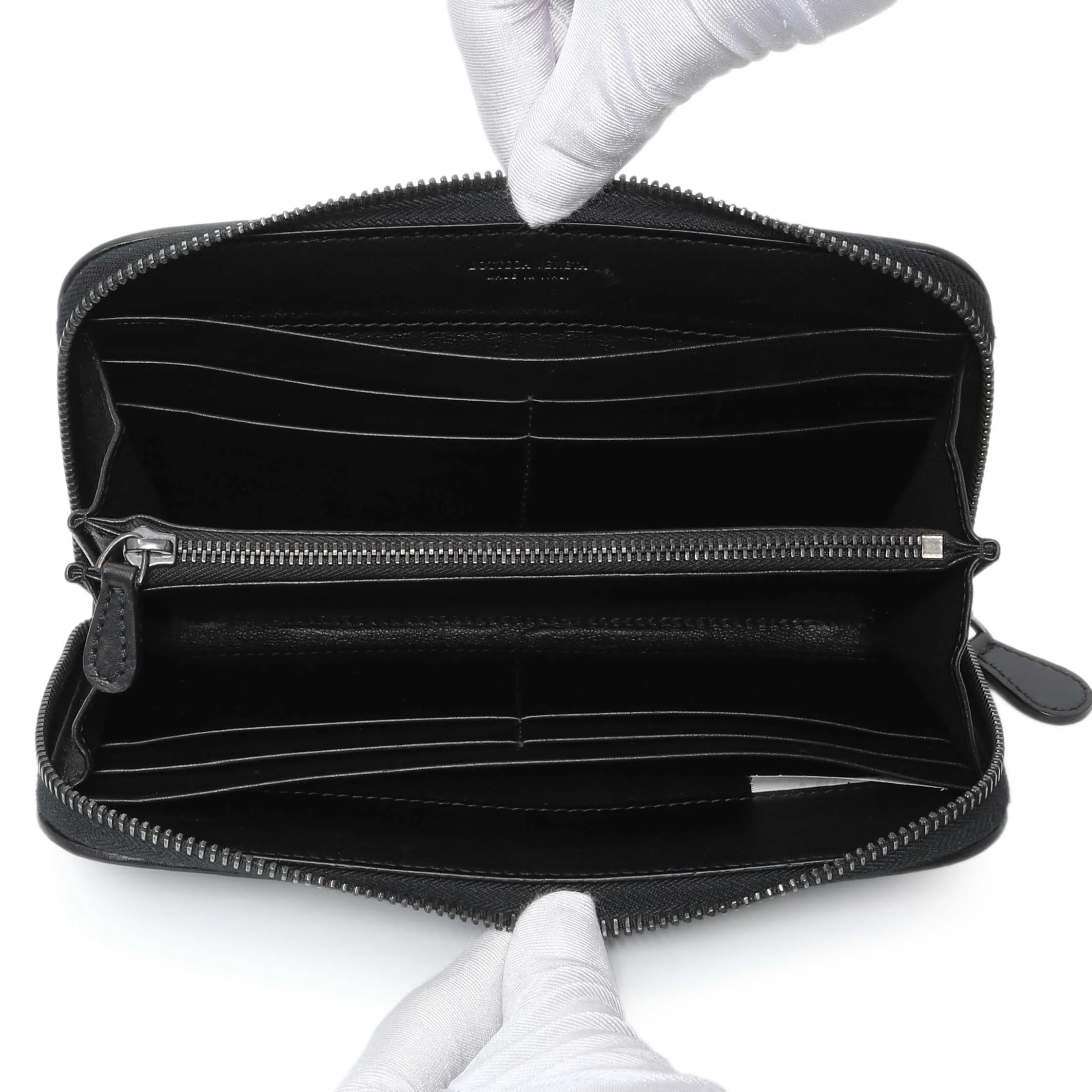 Bottega Veneta Black Nappa Intrecciato Zip Around Wallet - Image 4