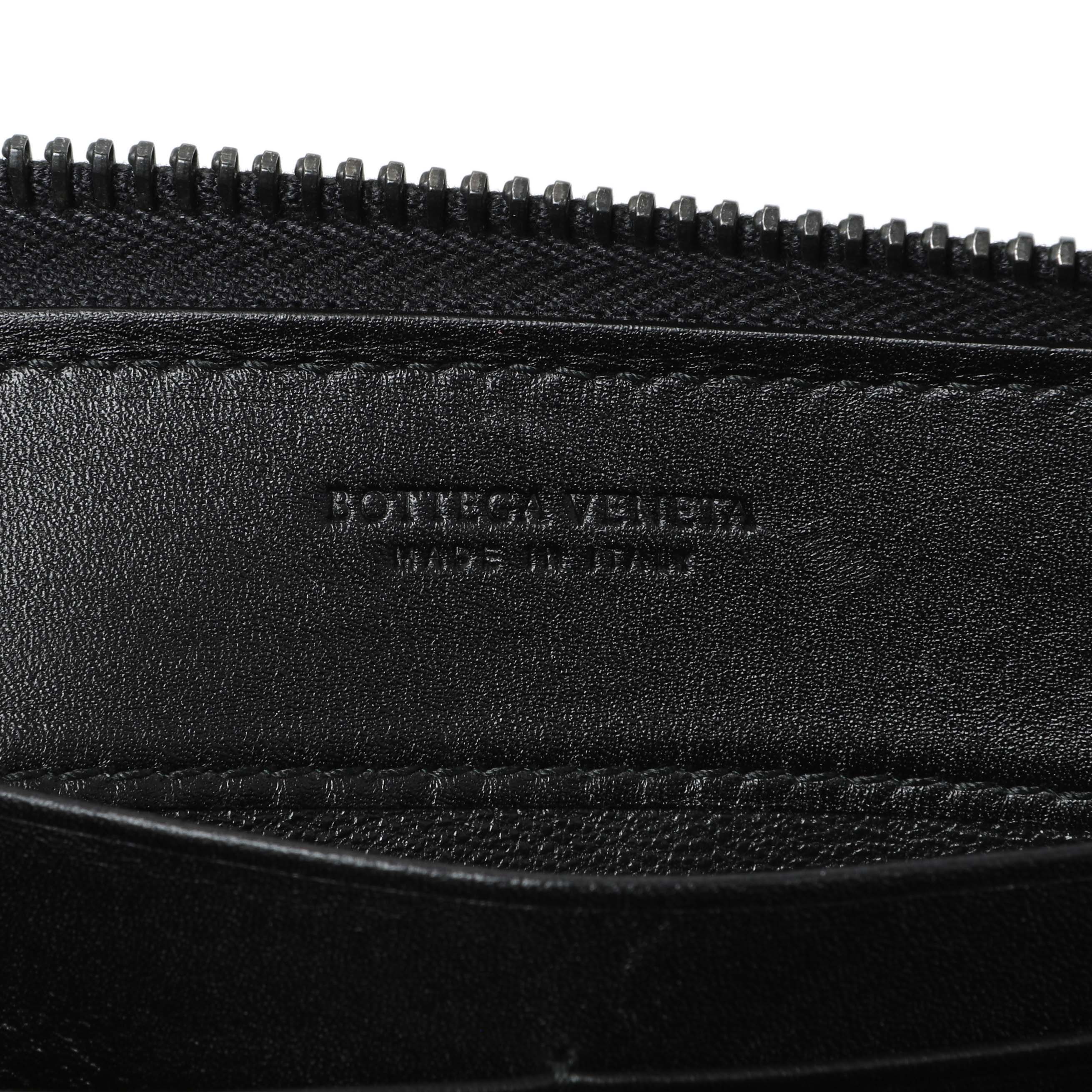 Bottega Veneta Black Nappa Intrecciato Zip Around Wallet - Image 5