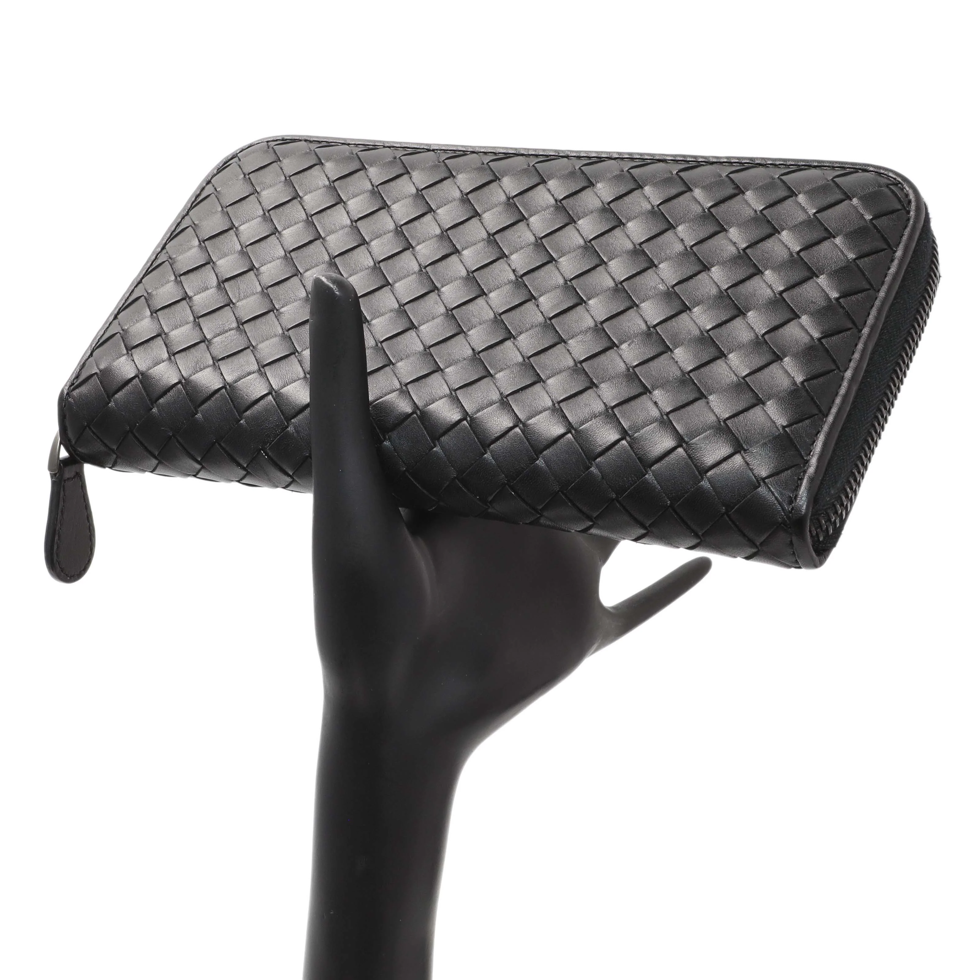 Bottega Veneta Black Nappa Intrecciato Zip Around Wallet - Image 7