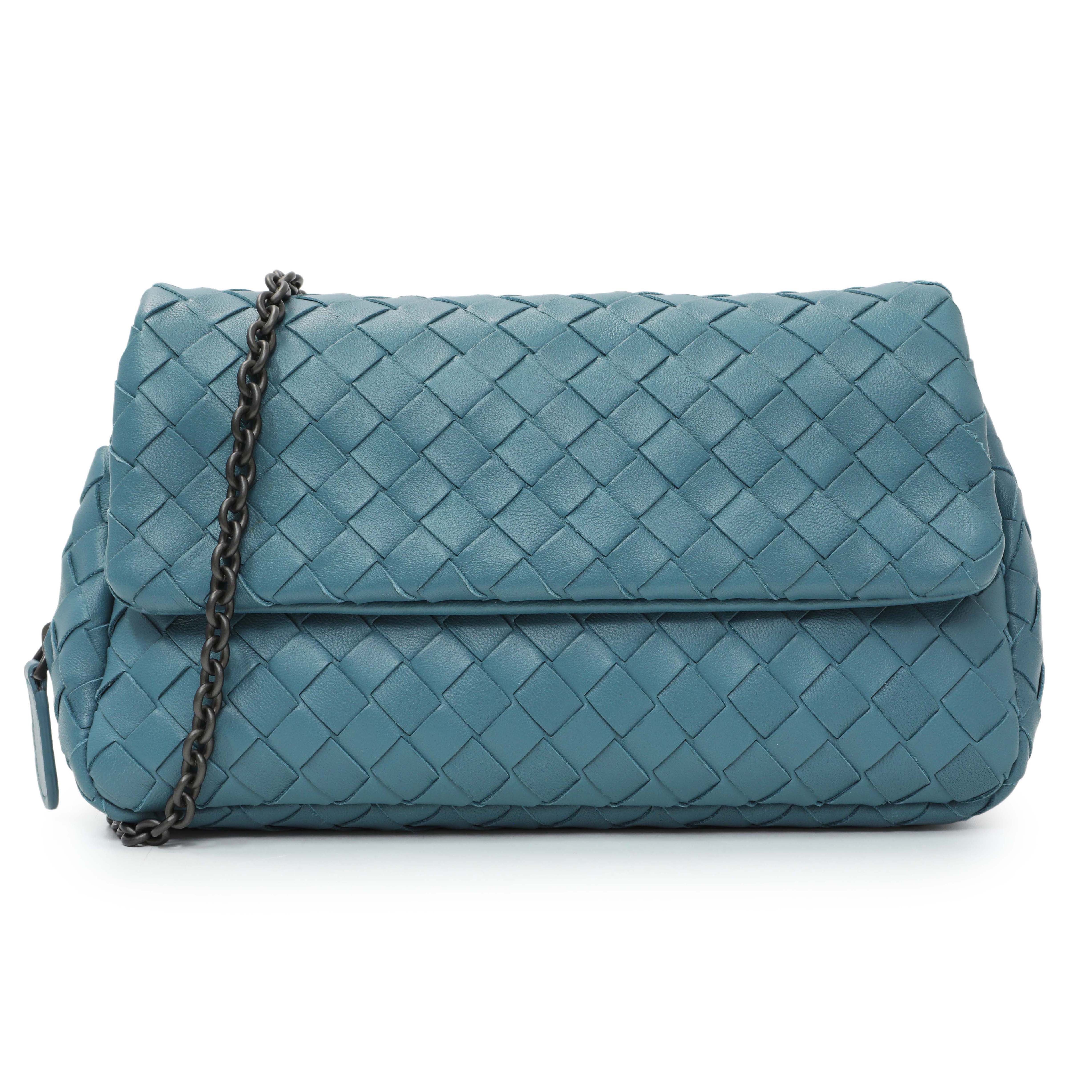 Bottega Veneta Blue Intrecciato Nappa Expandable Chain Crossbody Bag Intrecciato Nappa