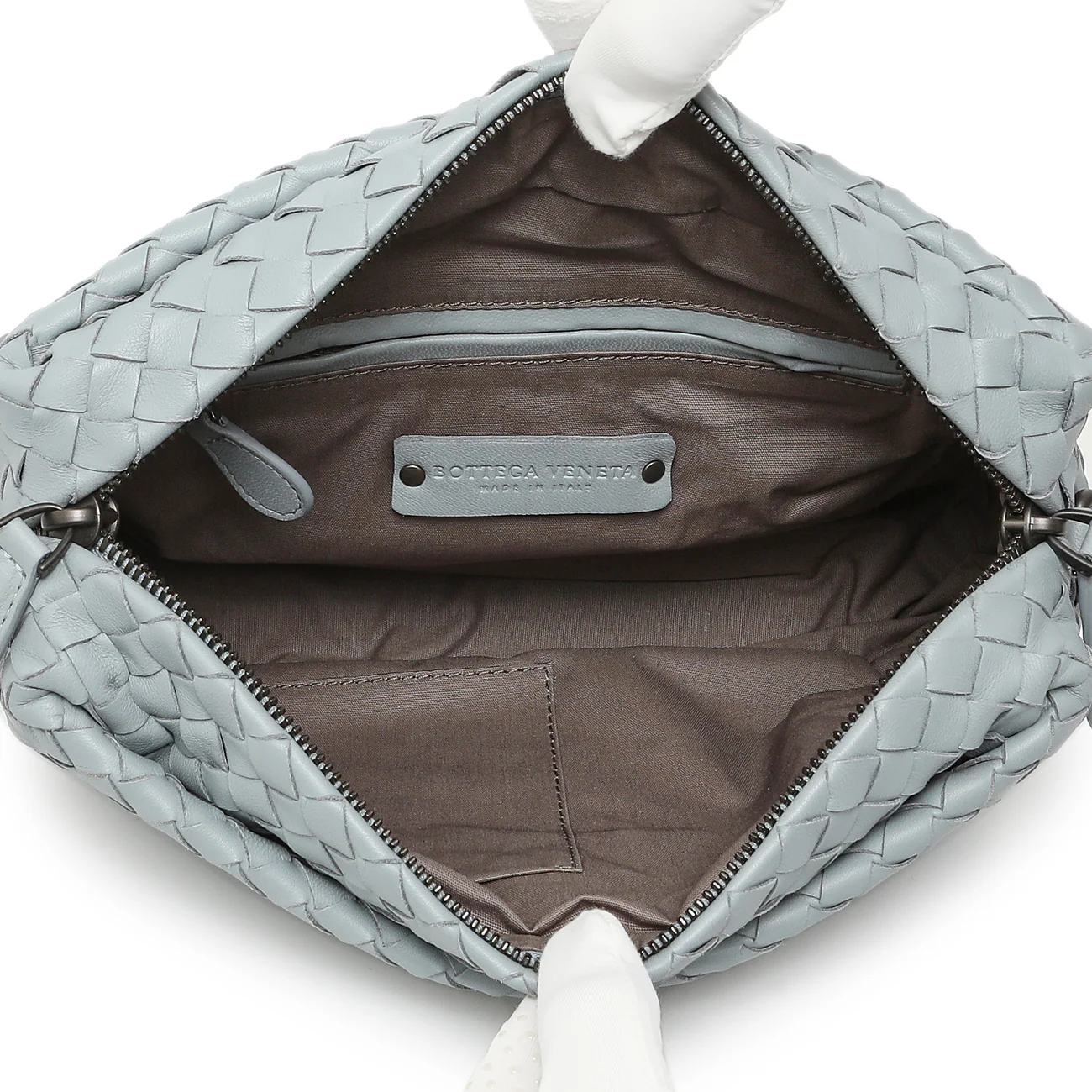 Bottega Veneta Blue Nappa Intrecciato Crossbody Bag - Image 4