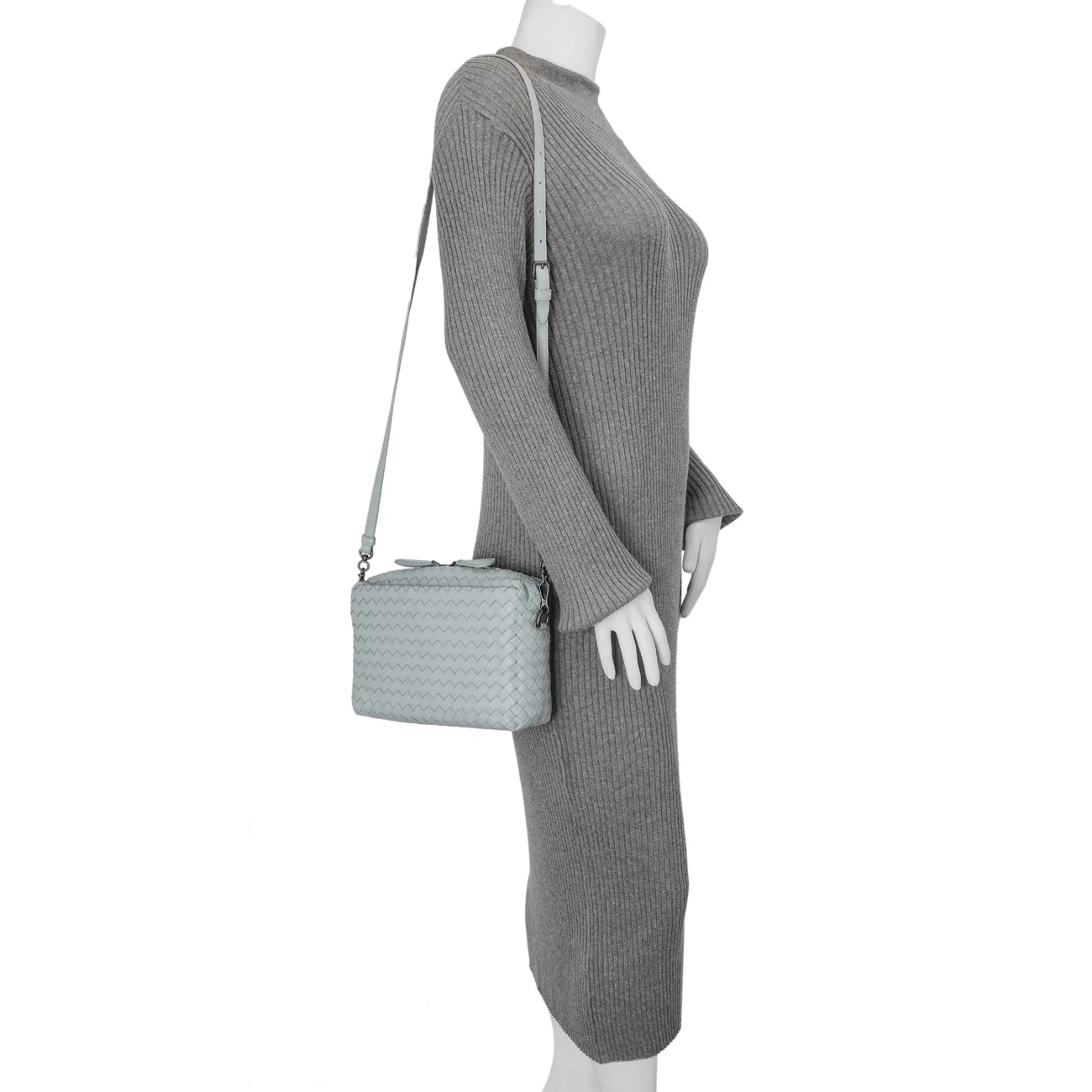 Bottega Veneta Blue Nappa Intrecciato Crossbody Bag - Image 7