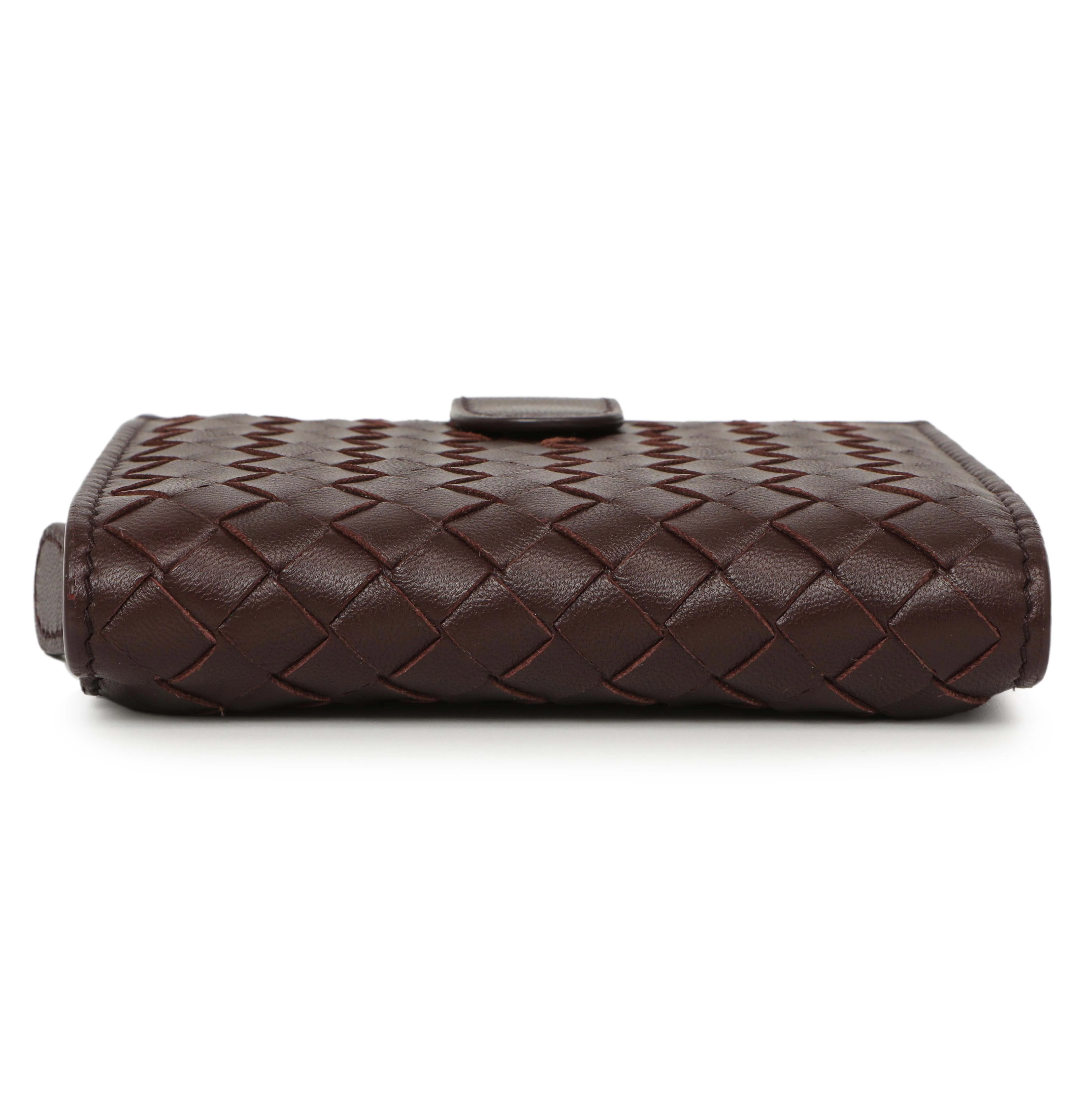 Bottega Veneta Burgundy Nappa Intrecciato Compact Snap Wallet - Image 3