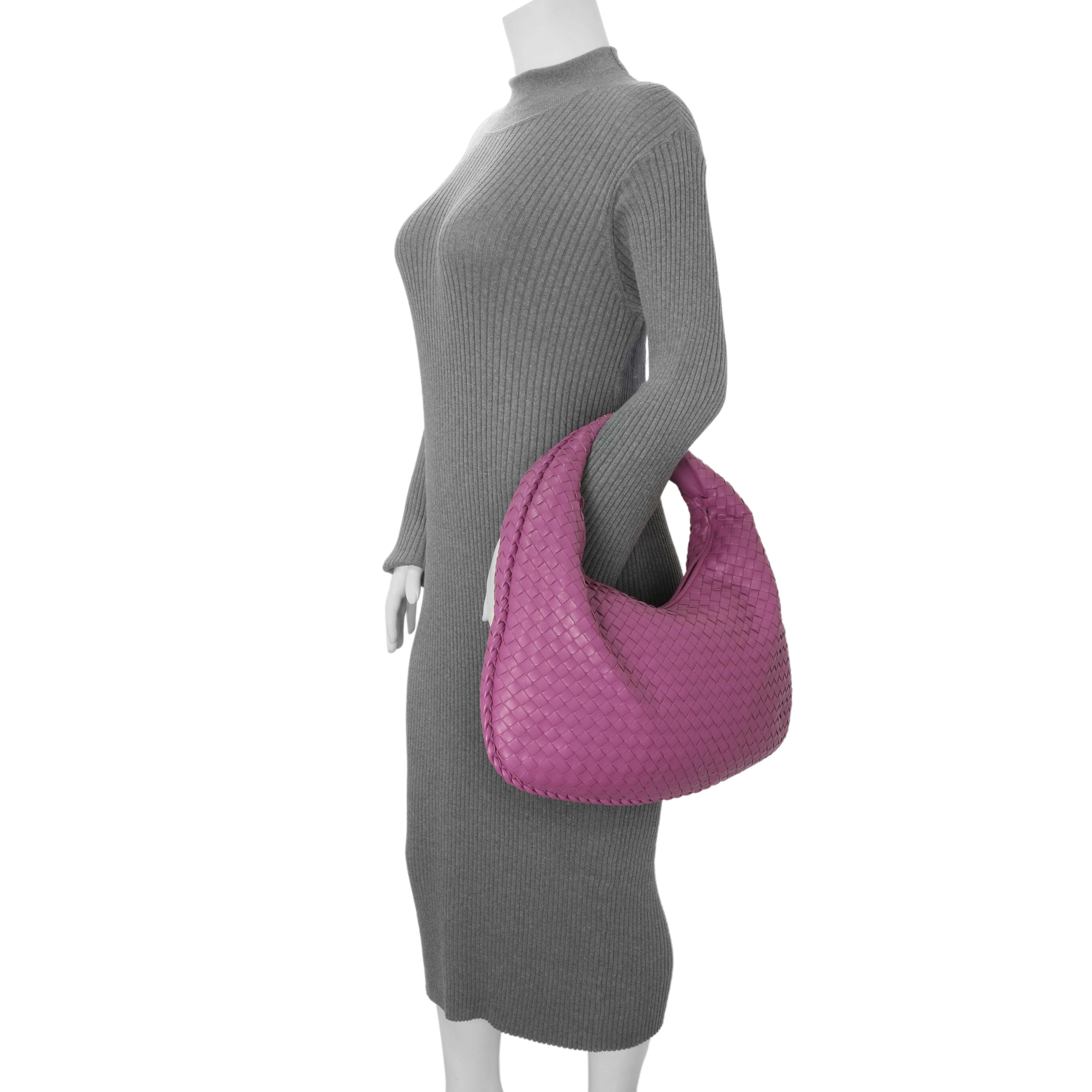 Bottega Veneta Purple Nappa Intrecciato Medium Veneta Hobo - Image 9