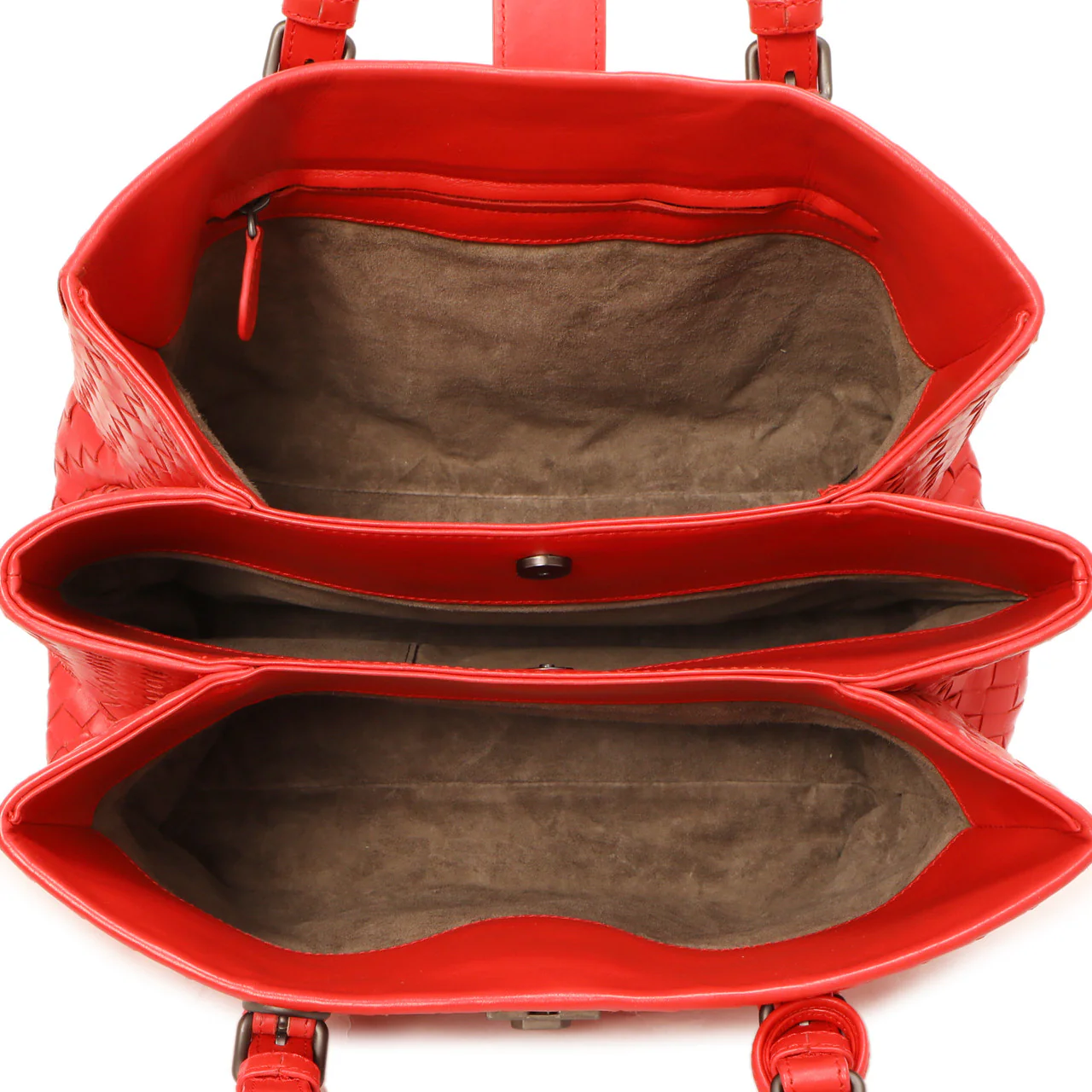 Bottega Veneta Red Intrecciato Small Roma  Bag - Image 4
