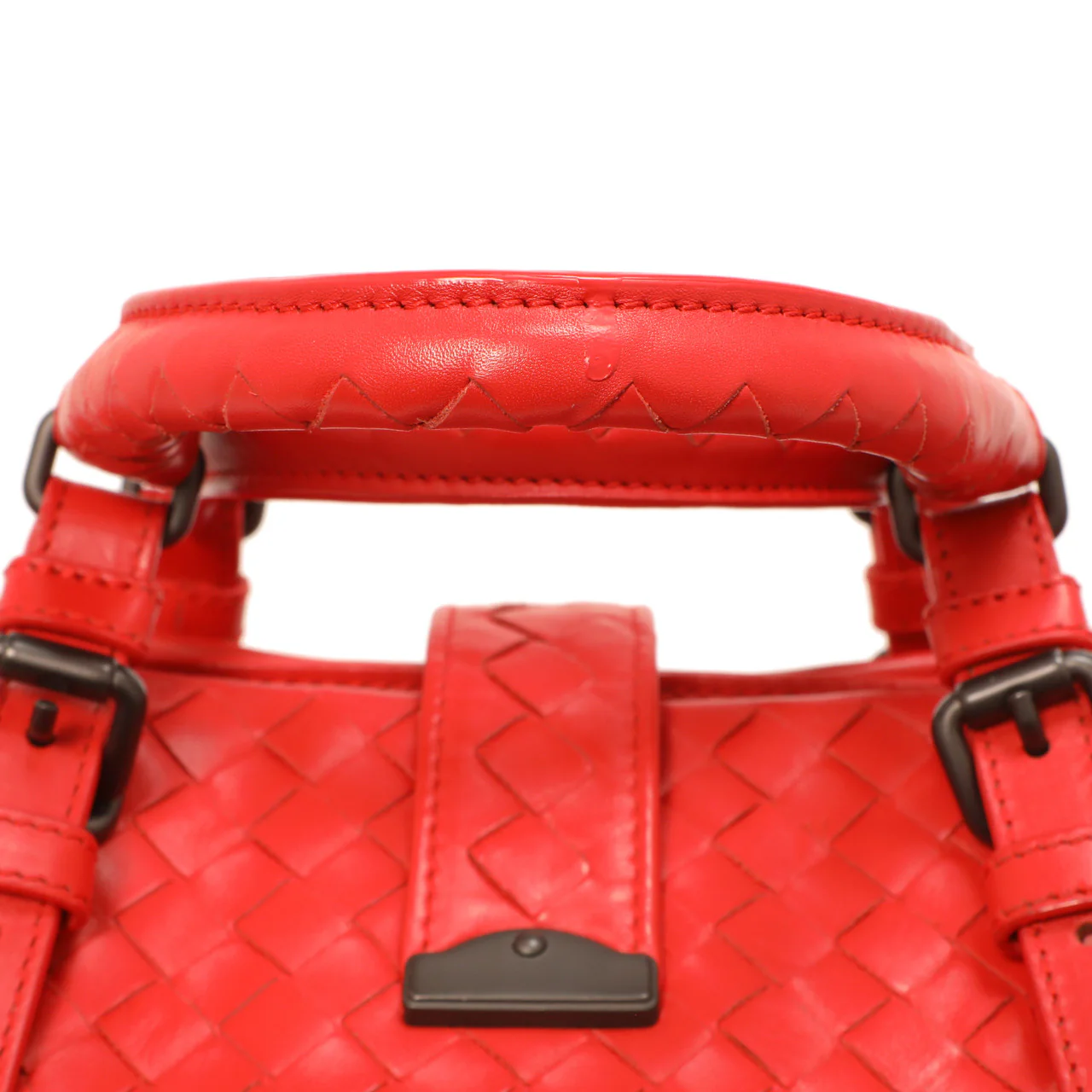 Bottega Veneta Red Intrecciato Small Roma  Bag - Image 6