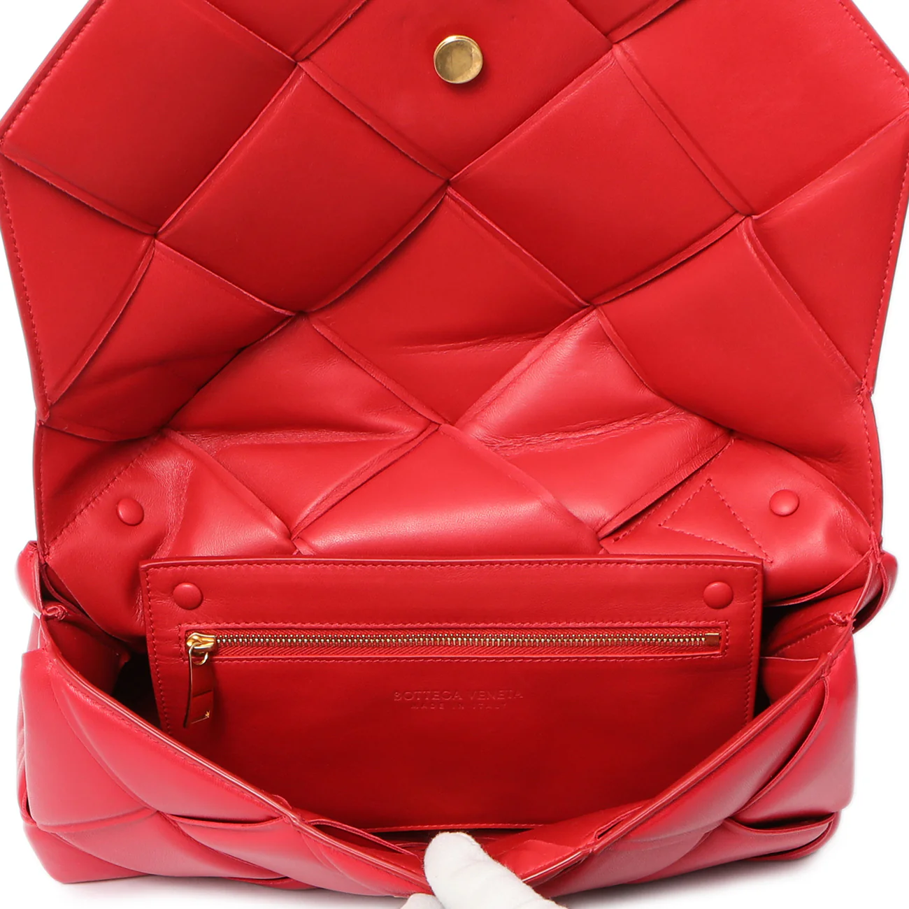 Bottega Veneta Red Nappa Intreccio Padded Top Handle Shoulder Bag - Image 4