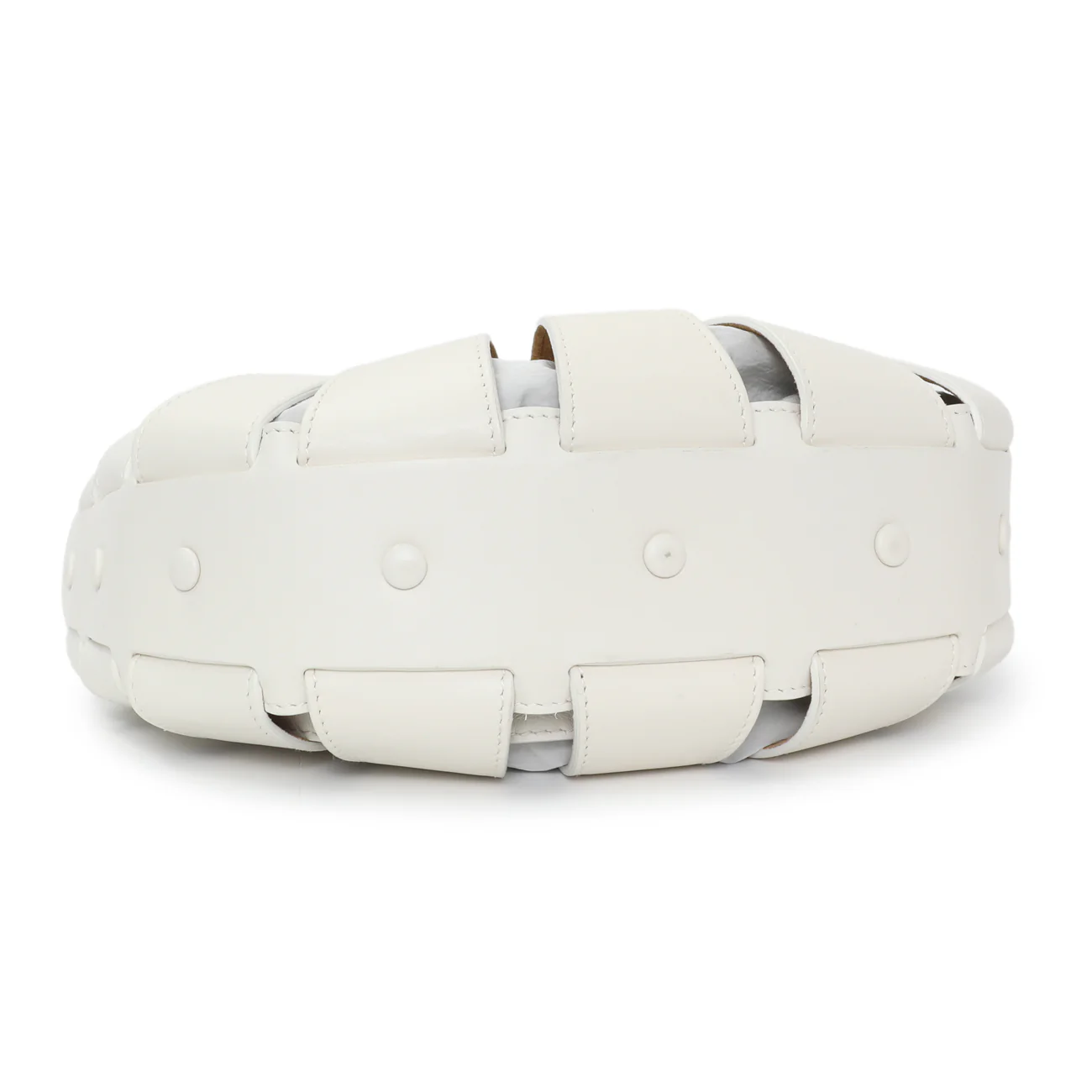 Bottega Veneta White Calfskin Small Shell Bag - Image 3