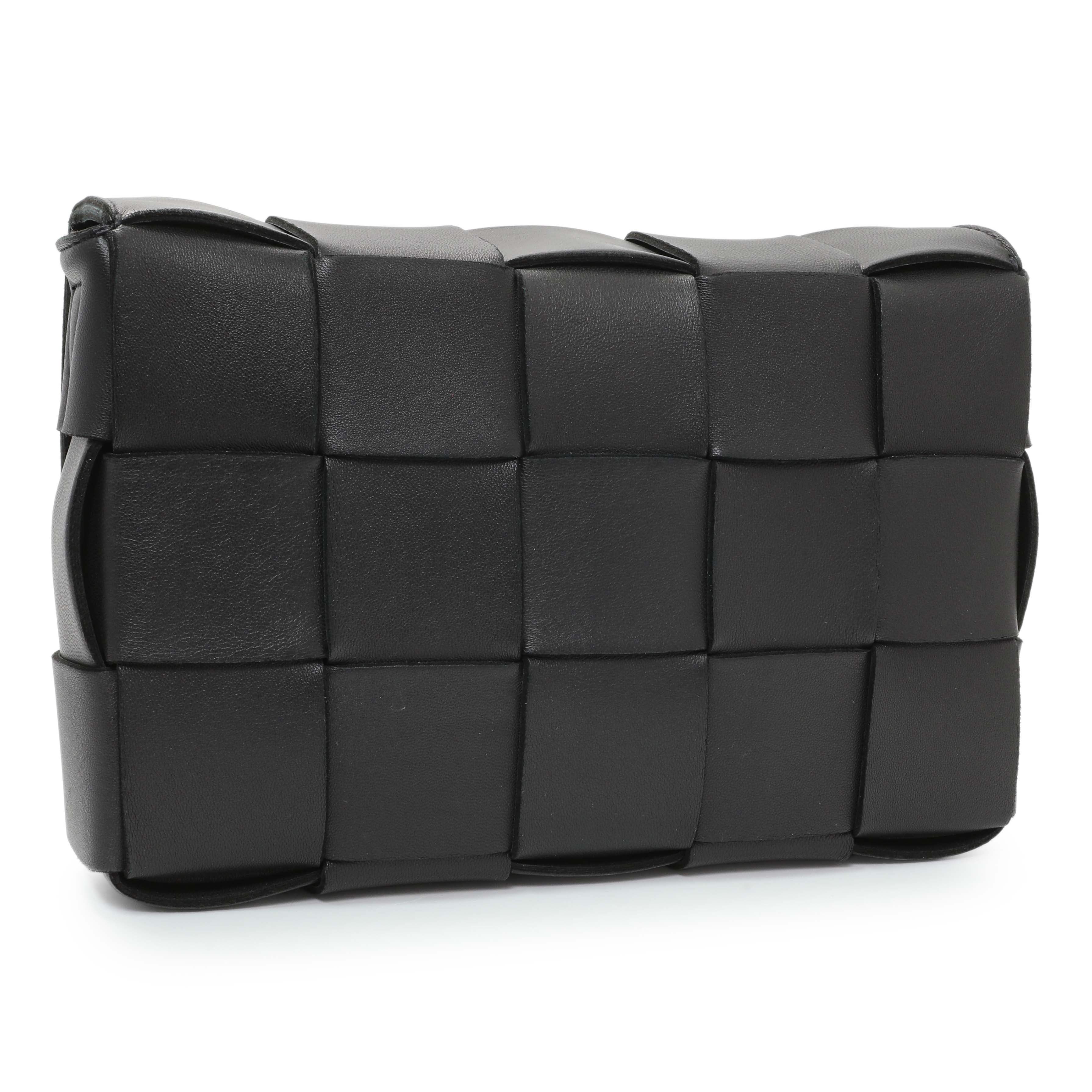 Bottega Venetta Black Lambskin Maxi Intrecciato Cassette Crossbody Bag - Image 3