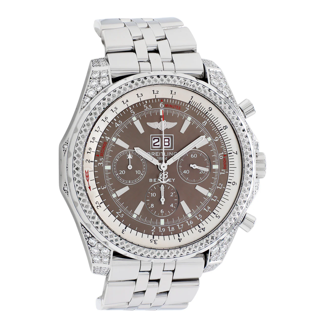 Breitling Stainless Steel Diamond Bentley 6.75 A44362