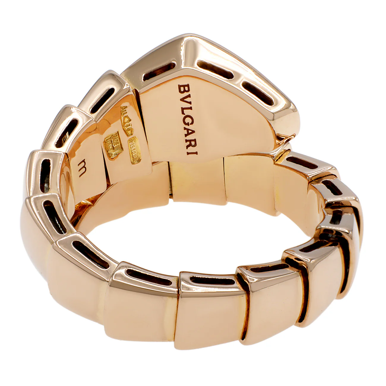 Bulgari 18K Rose Gold Diamond Serpenti Viper Ring - Image 2